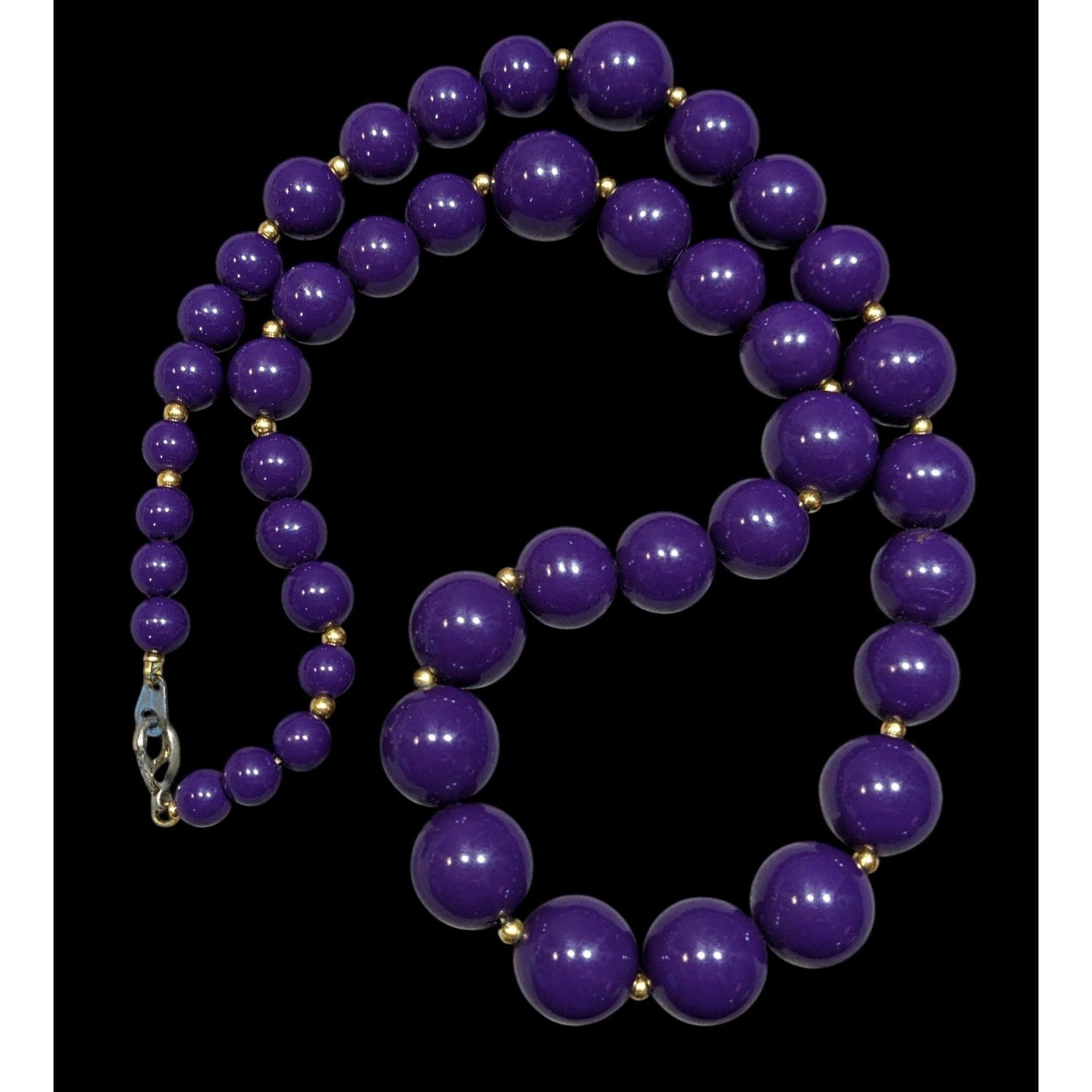 Other Retro Purple Graduated Bead Necklace With Gold Tone Accents Size ONE SIZE - 1 Thumbnail