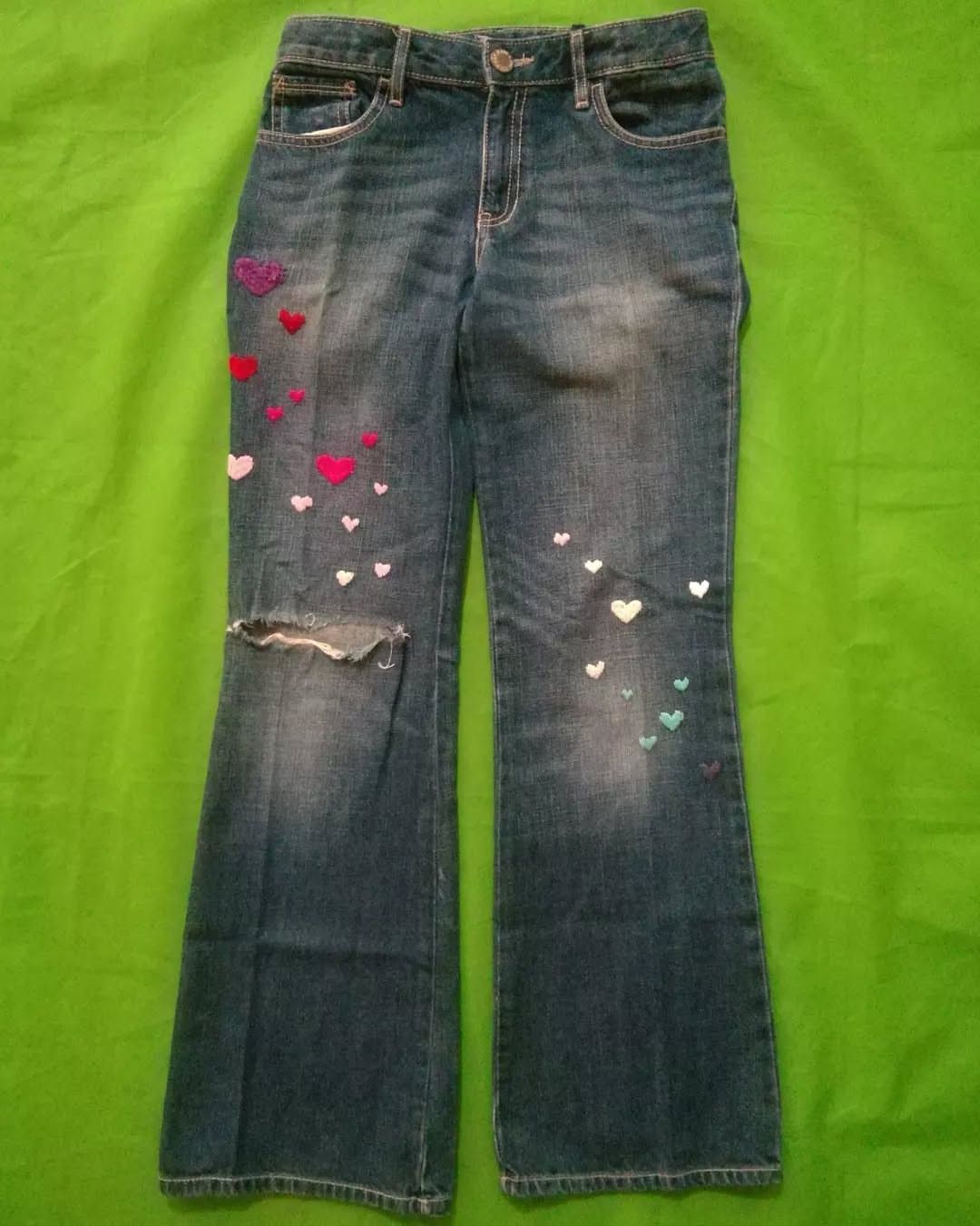 Gap 2000s Gap Kids Denim Love Pattern Cut Jeans Size 26" / US 2 / IT 38 - 3 Thumbnail