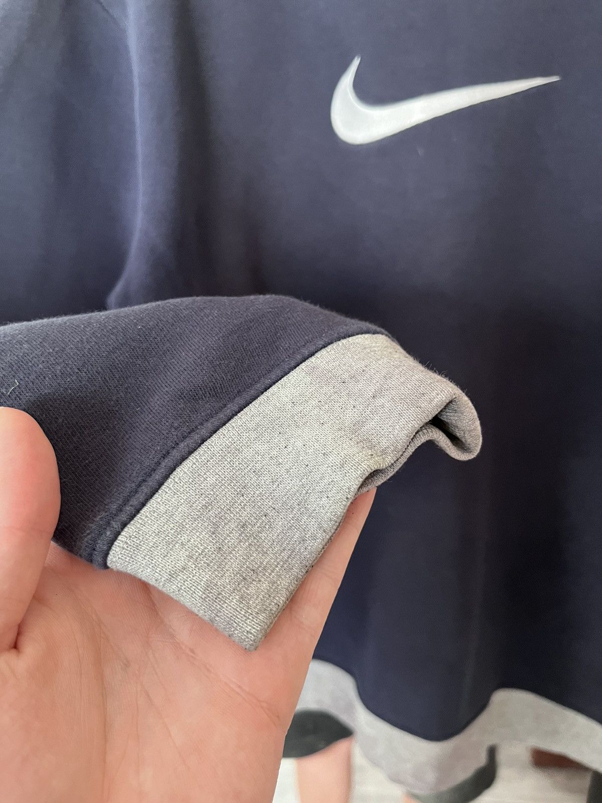Nike Vintage NIKE Center Big Swoosh Embroidered Blue Sweatshirt Size US S / EU 44-46 / 1 - 4 Thumbnail