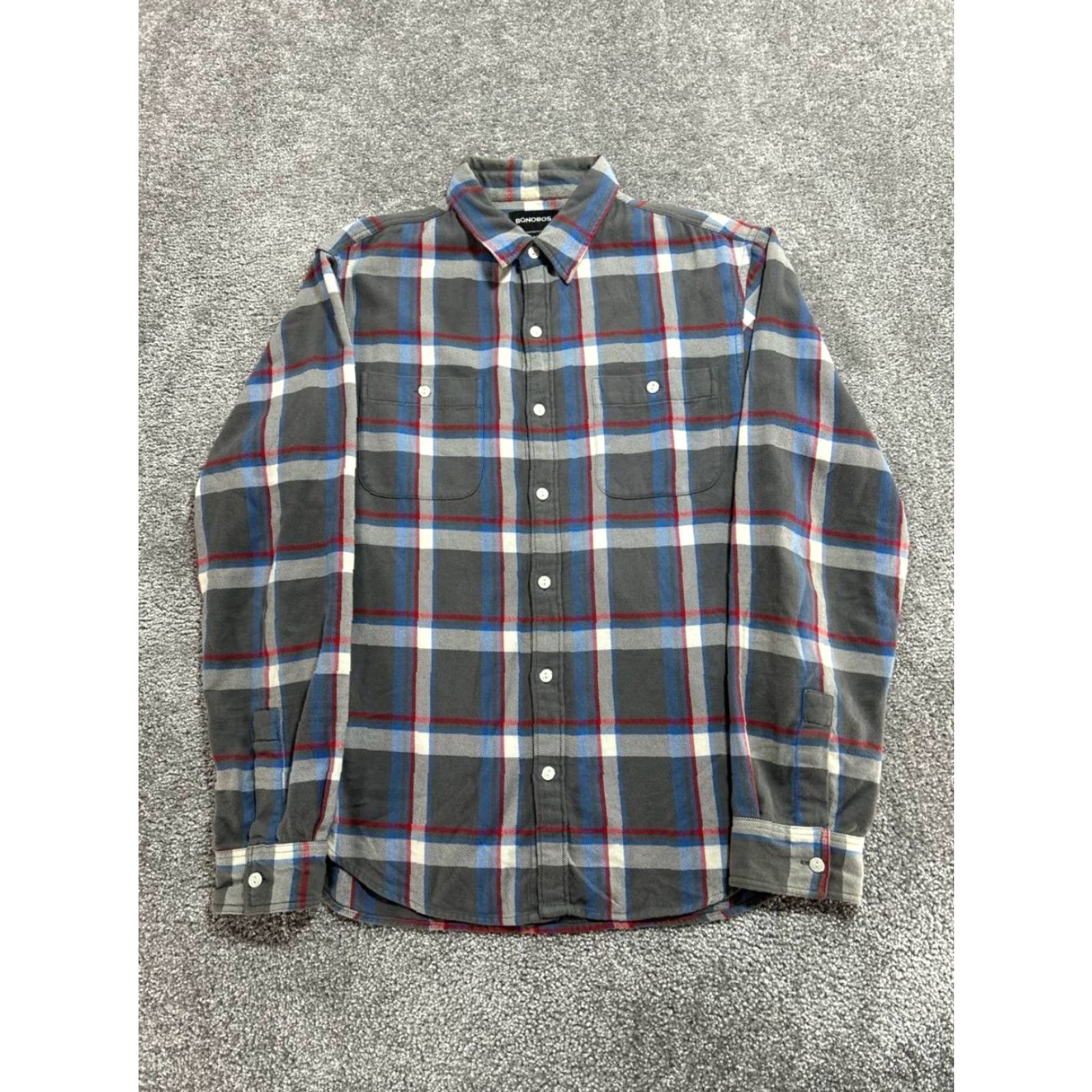 Bonobos Bonobos Flannel Shirt Mens Large Gray Cotton Slim Fit Dual Chest Pockets Casual 90s Theme Boys? Size US L / EU 52-54 / 3 - 2 Thumbnail