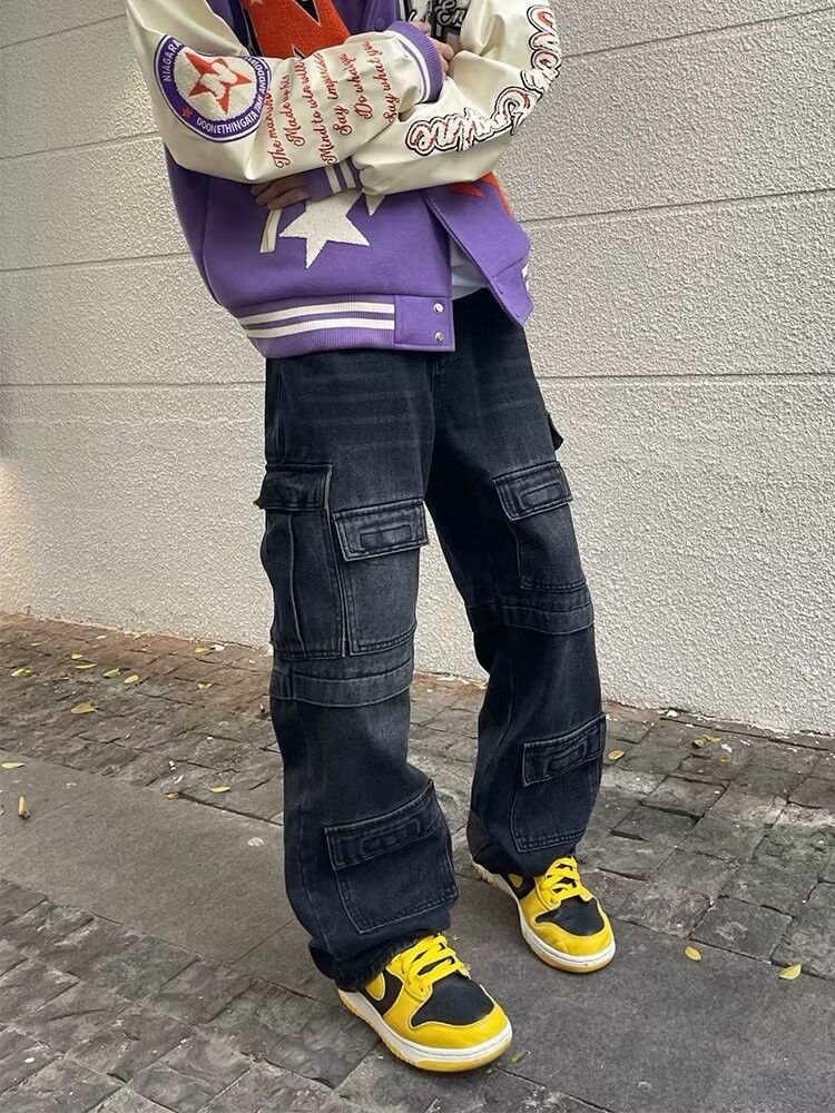 Japanese Brand × Jean Cyber Y2K Streetwear Baggy Wide Leg Jeans Size US 31 - 1 Thumbnail