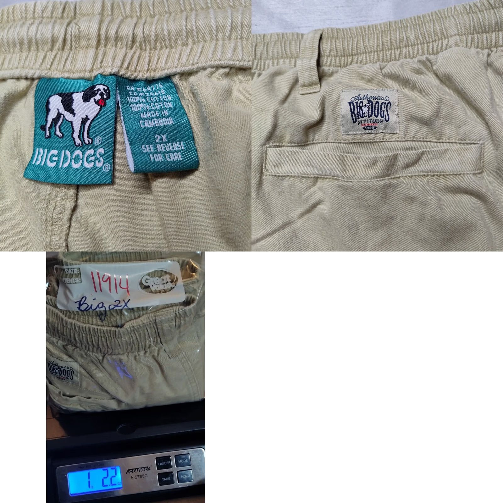 Big Dogs BIG DOGS Men Big 2X Khaki Cotton Elastic Waistband Pull-On Cargo Pants Size US 39 - 9 Thumbnail