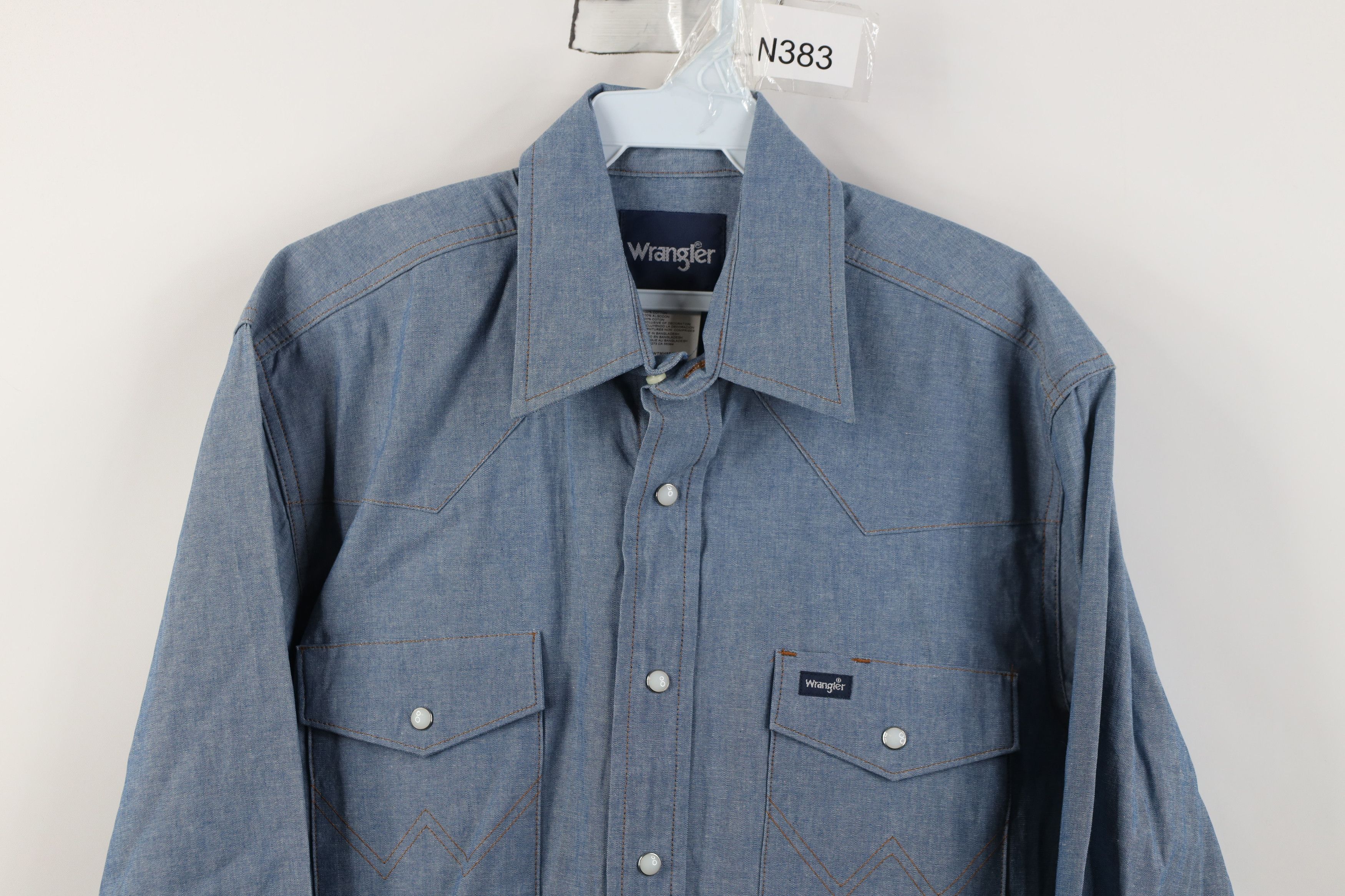 Wrangler Vintage 90s Wrangler Western Cowboy Rodeo Button Shirt Blue Size US M / EU 48-50 / 2 - 2 Thumbnail