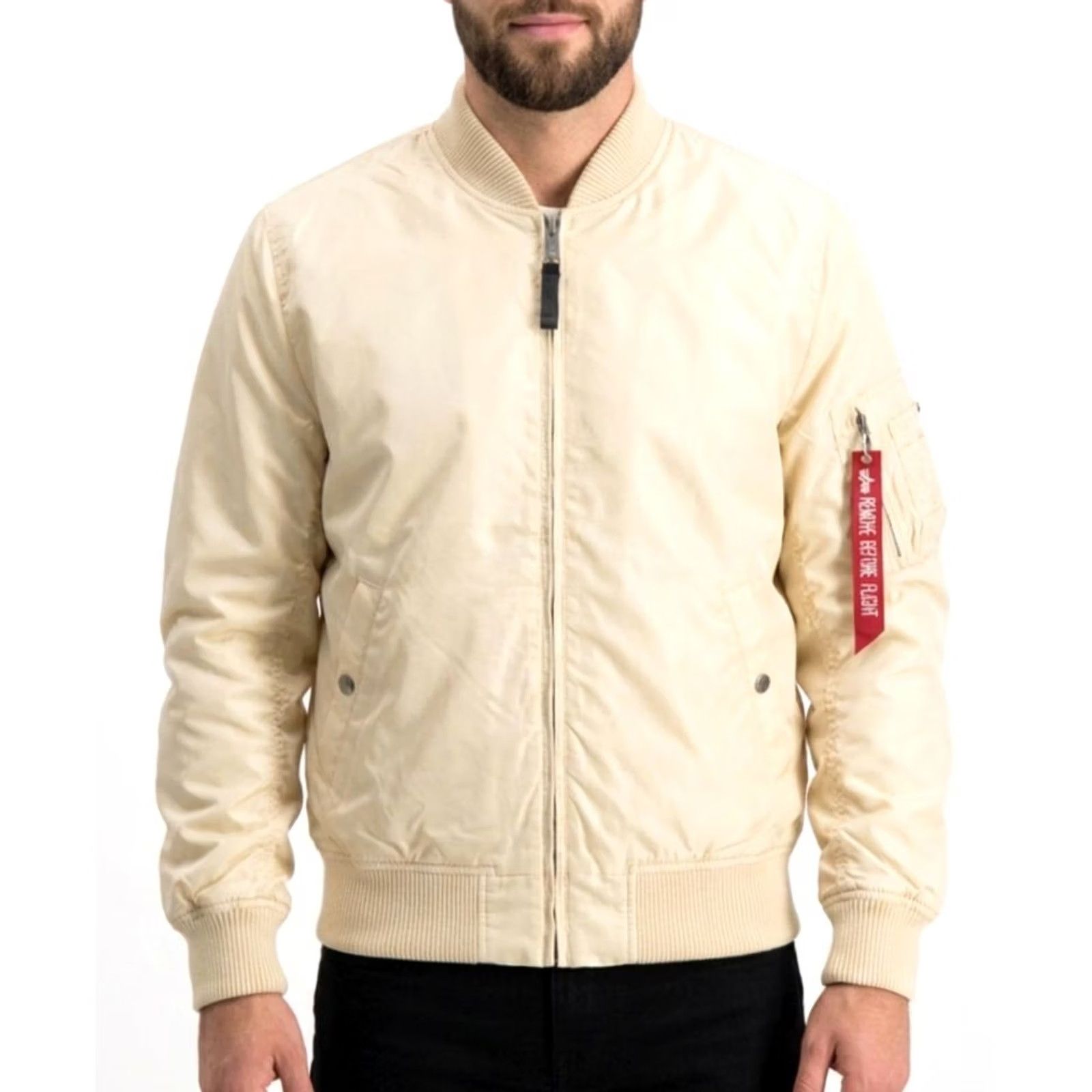 Alpha Industries ALPHA INDUSTRIES MA-1 Flight Bomber Jacket Men M Beige Regular Size M Jacket Mens Size US M / EU 48-50 / 2 - 2 Thumbnail
