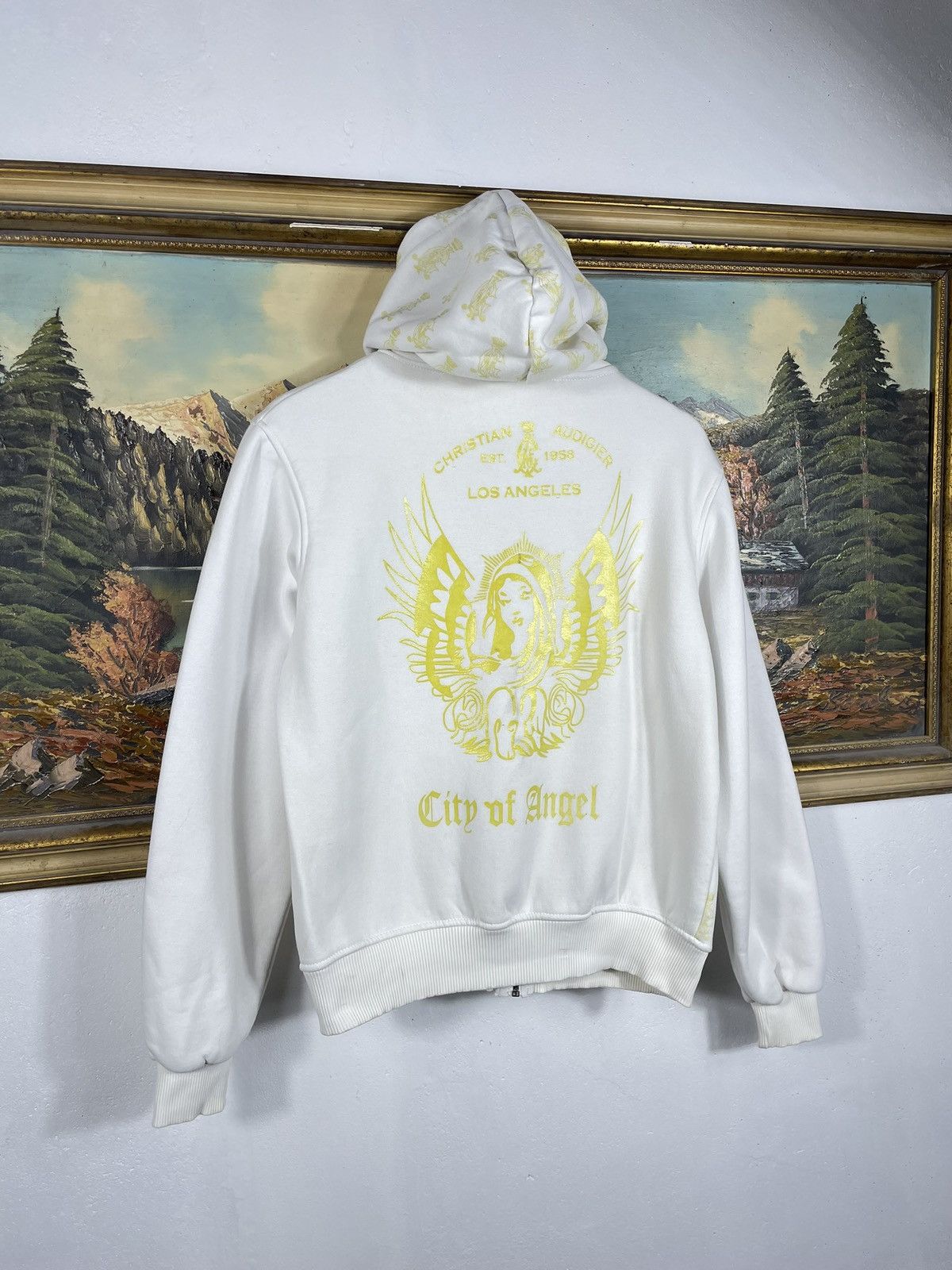 Christian Audigier × Ed Hardy × Vintage Ed Hardy Retro 00s Hoodie With Crystals Affliction Grunge Size L / US 10 / IT 46 - 8 Thumbnail