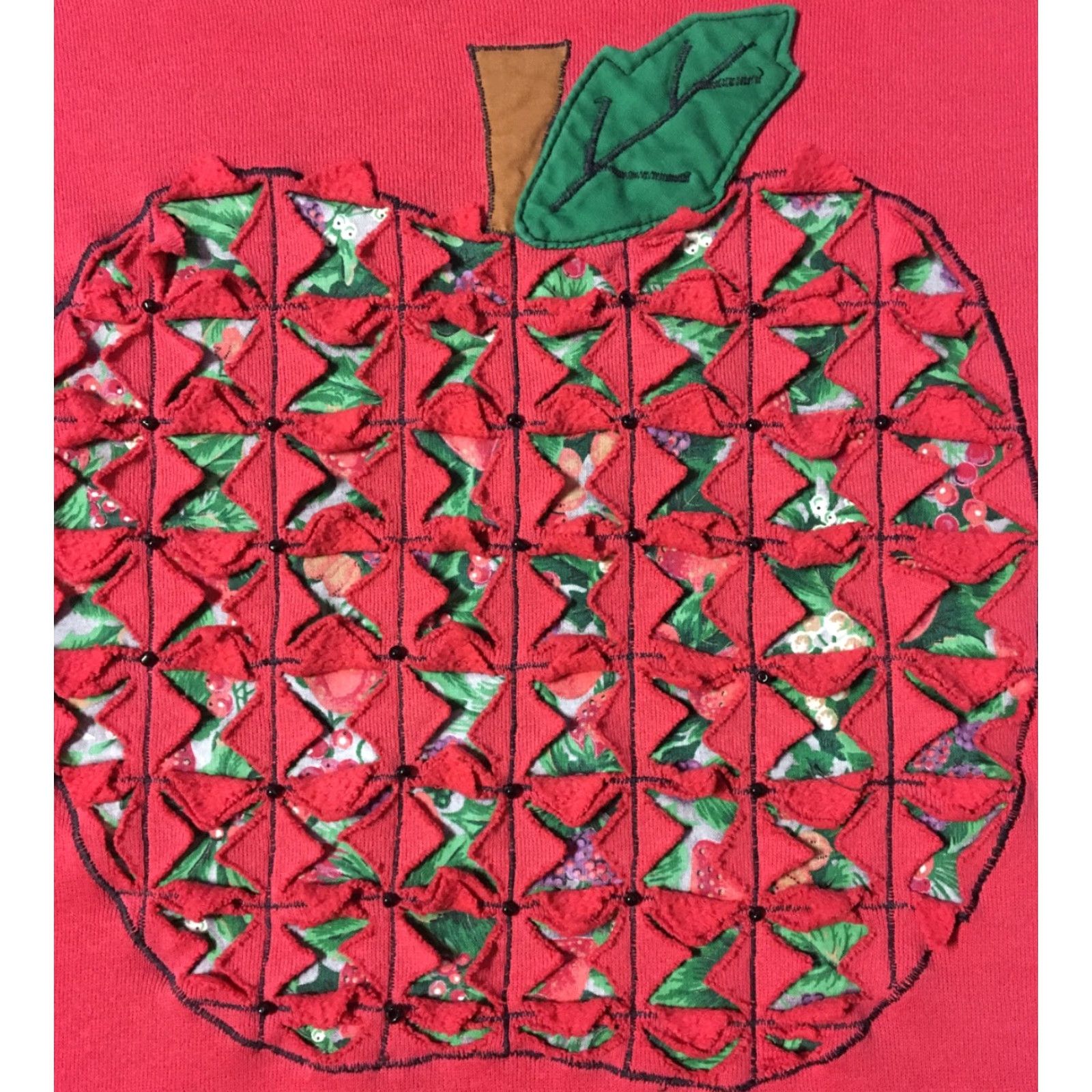 Hanes VINTAGE 90s Apple Flower Collage Sweatshirt Red Men L Crewneck Floral Nature Vaporwave Grunge 80s Outdoors Hiking USA College Rock Punk Hipster Size US L / EU 52-54 / 3 - 2 Thumbnail