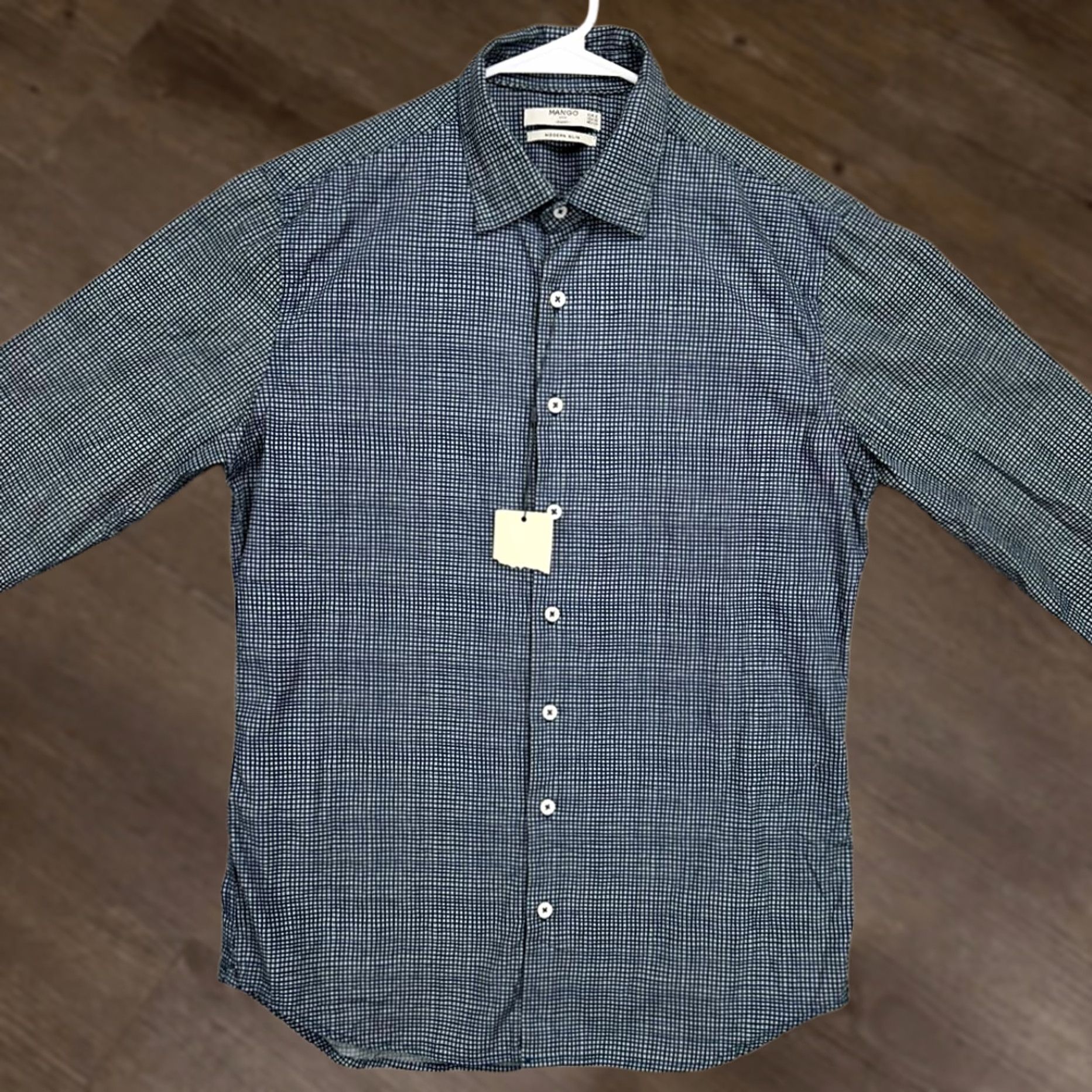 Mango Mango Mango Man Smart Button Up Shirt XS Navy Blue Check Modern Slim Mens NEW Shirt Size US XS / EU 42 / 0 - 1 Thumbnail