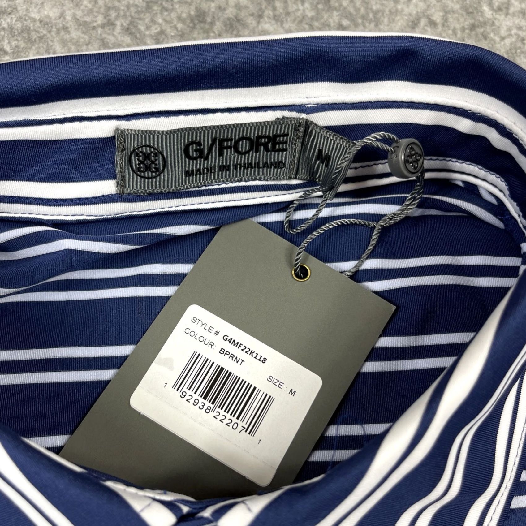 G/FORE G/Fore Polo Shirt Mens M Blue White Offset Stripe Performance Golf NWT Size US M / EU 48-50 / 2 - 5 Thumbnail