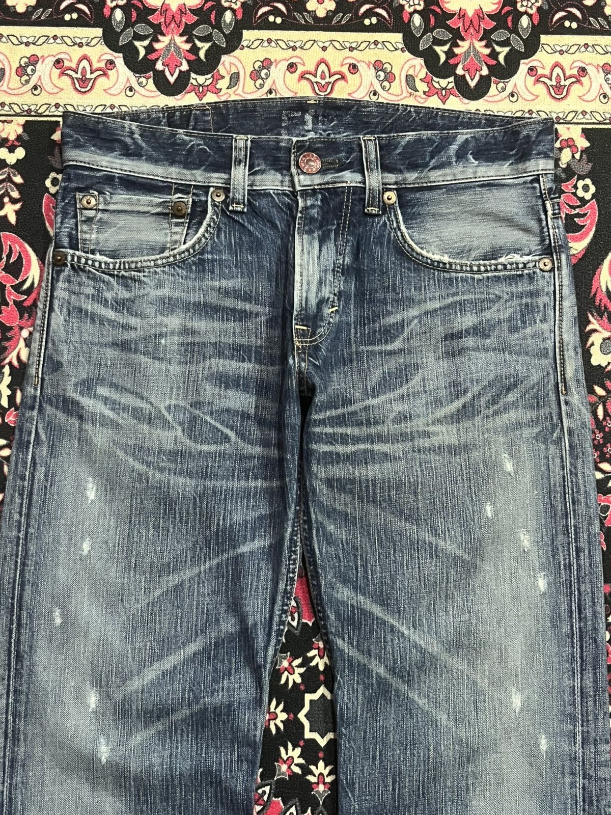Tornado Mart ⚡️Flare⚡️Vintage Edwin Blue Trip Whiskering Blue Washed Jeans Size US 30 / EU 46 - 4 Thumbnail