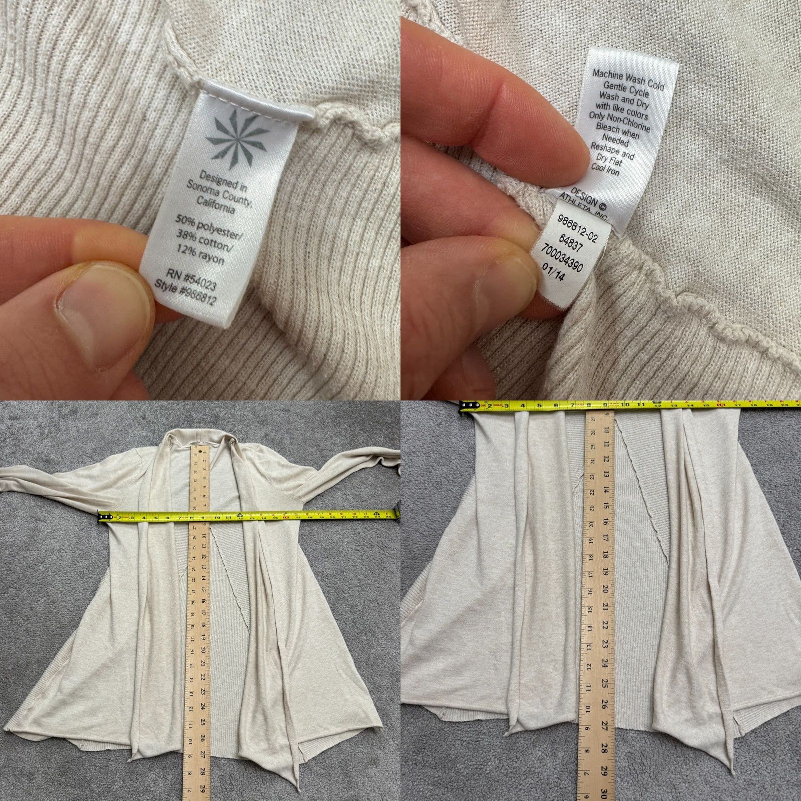 Athleta Athleta Cardigan Sweater Womens Medium Beige Knit Open Front Thumbholes Stretch Casual Shirt Womens Size M / US 6-8 / IT 42-44 - 8 Thumbnail