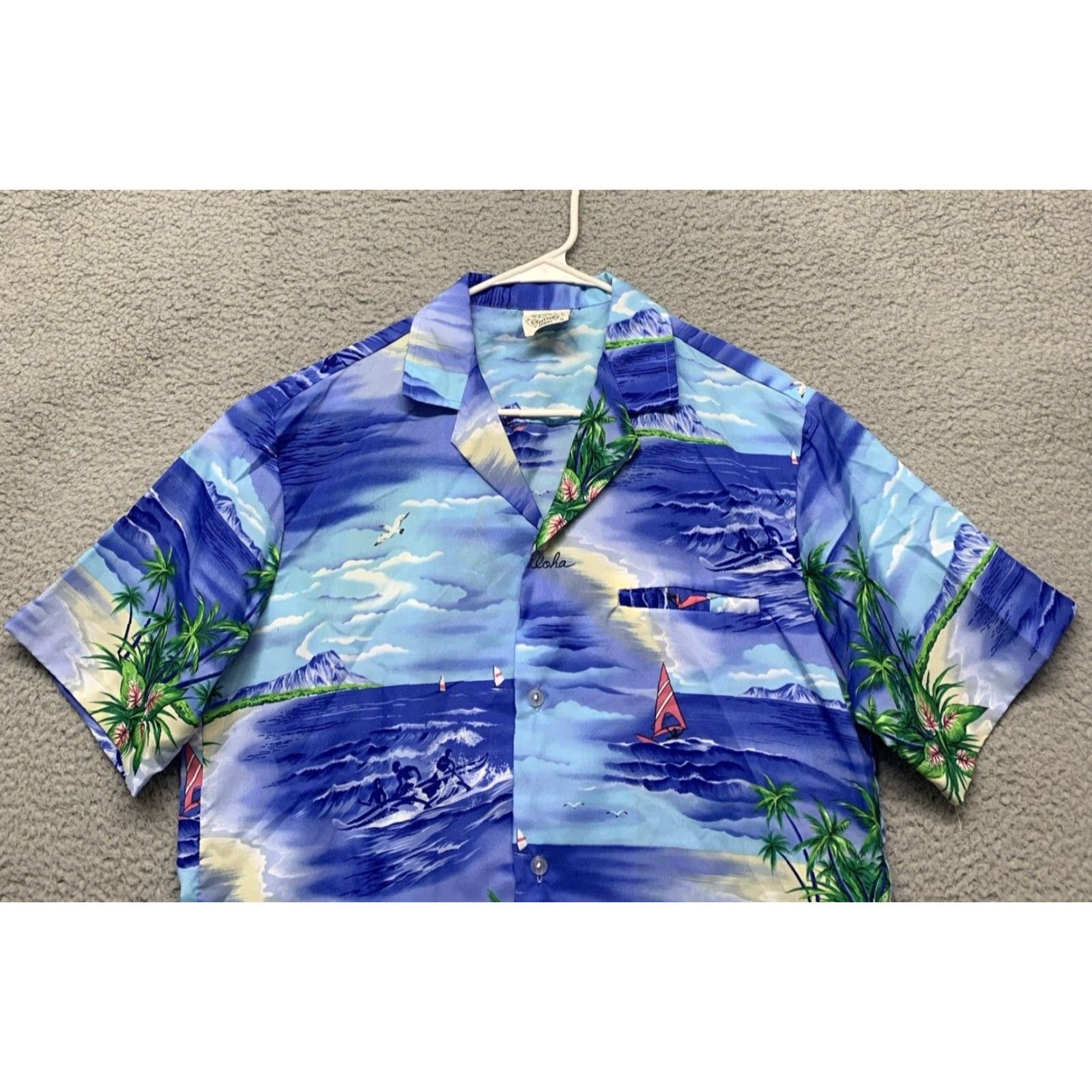 Vintage Royal Creations Shirt Mens Hawaiian Size Medium Button Down 1 Pocket Blue Size US M / EU 48-50 / 2 - 2 Thumbnail