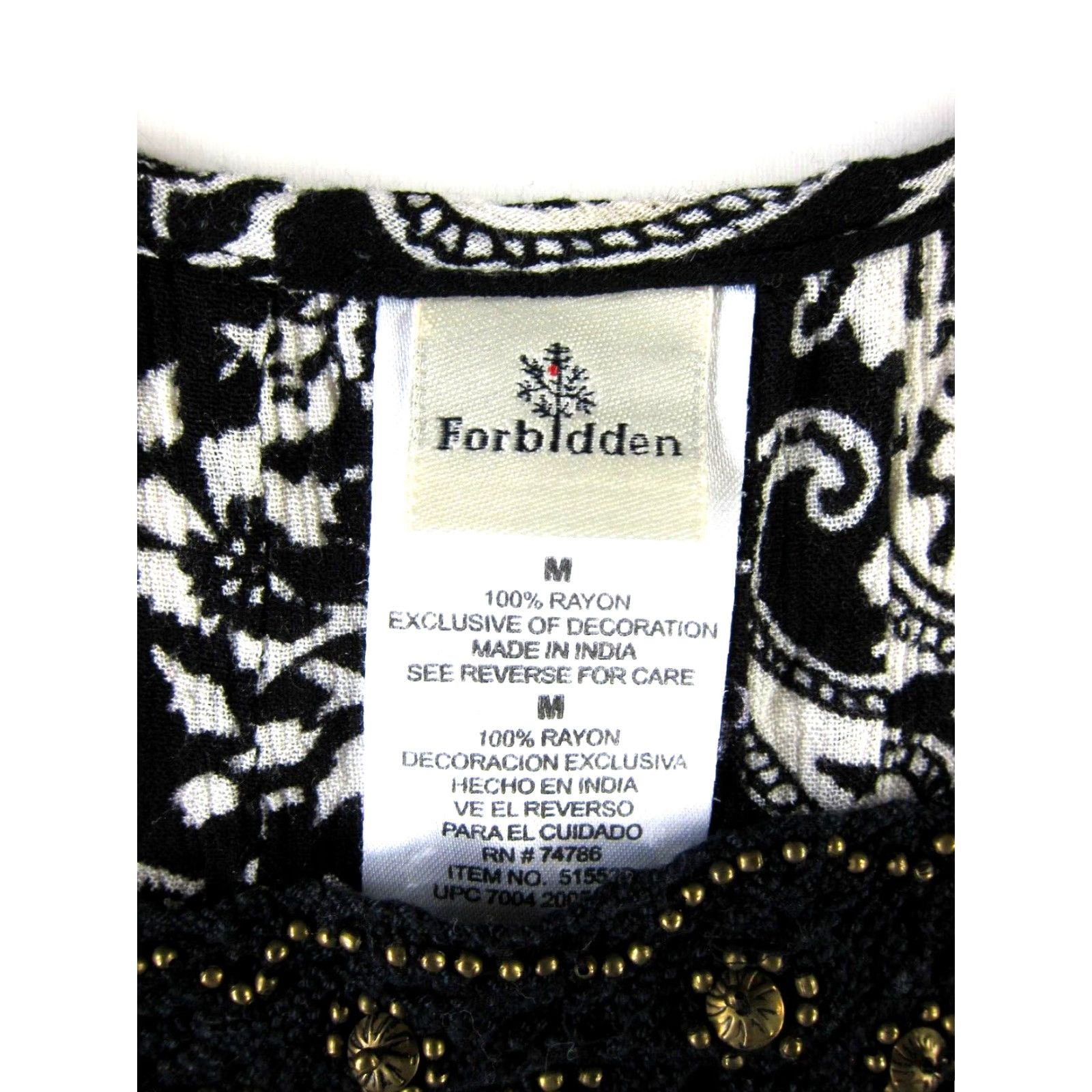 Vintage Forbidden Dress Beaded Midi Tank Sun Black 100% Rayon Floral V-Neck Pullover Women M Size M / US 6-8 / IT 42-44 - 3 Thumbnail