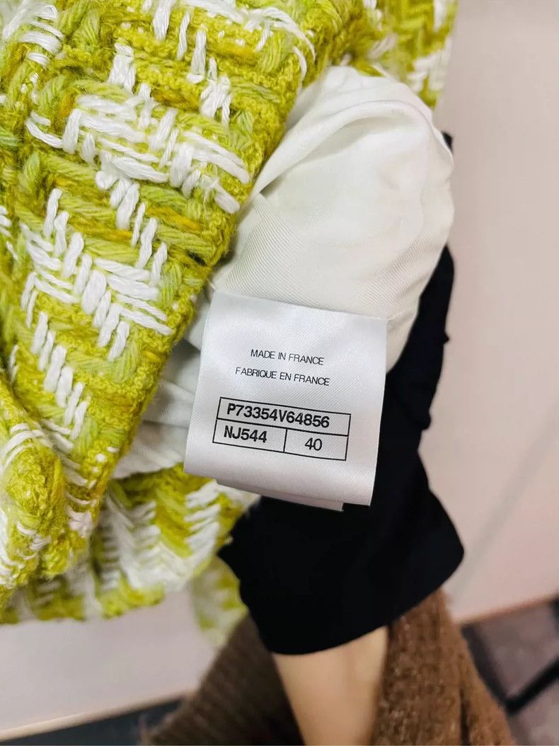 Chanel Chanel Yellow and green soft thousand-bird checkered jacke Size S / US 4 / IT 40 - 4 Thumbnail
