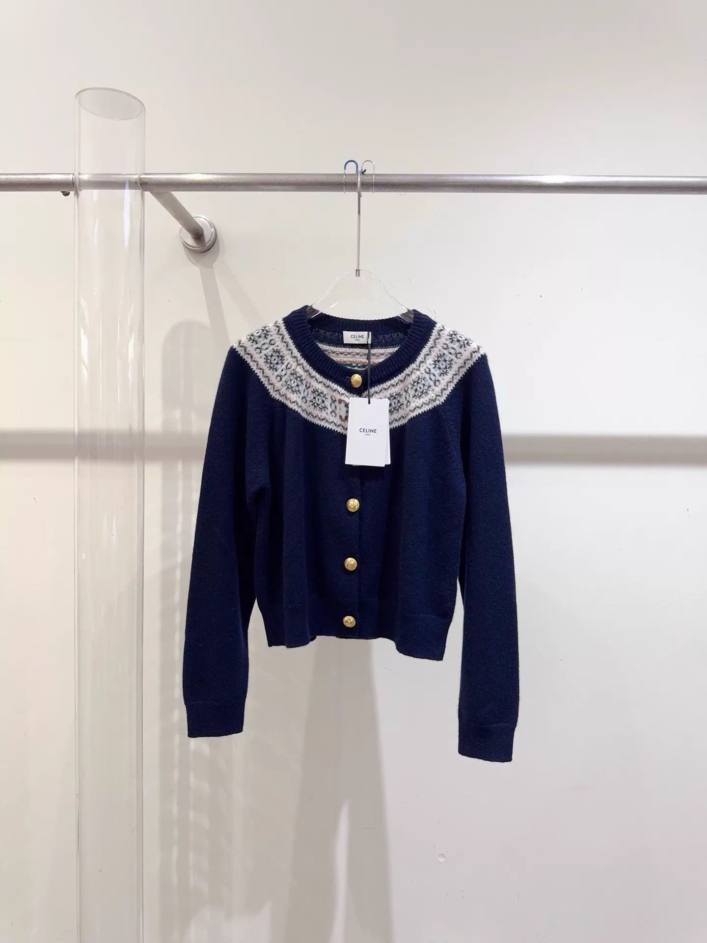 Celine Celine 25 Spring Fair Isle Gold Button Cardigan S NEW W/Tag Size S / US 4 / IT 40 - 1 Thumbnail