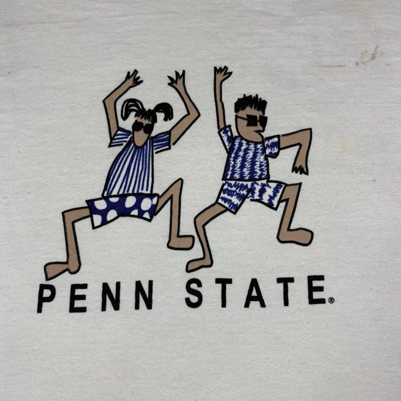 Penn VINTAGE Penn State Stick Figure Art T Shirt Mens L Crew Neck White Cotton Short Sleeve Graphic Print 90s University Mens Size US L / EU 52-54 / 3 - 3 Thumbnail