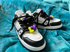 New Louis Vuitton Men's Trainer 2 Sneaker Shoes Black and White Size  11.5 $1660