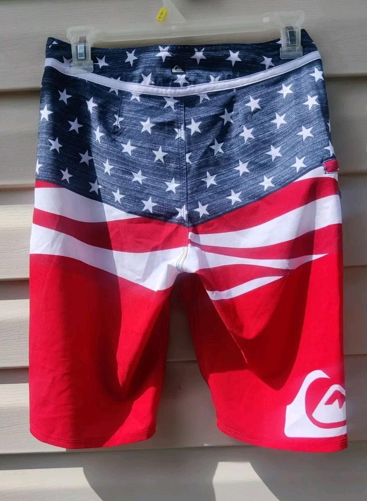 Quiksilver Quicksilver Board Shorts Swim Trunks USA Flag Stars Stripes Size US 27 - 3 Thumbnail