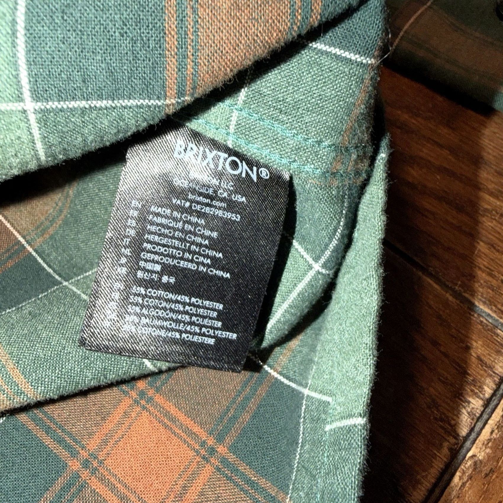 Brixton Brixton Lightweight Shirt Mens M Button-Up Green Plaid Pocket Shirt Size US M / EU 48-50 / 2 - 5 Thumbnail
