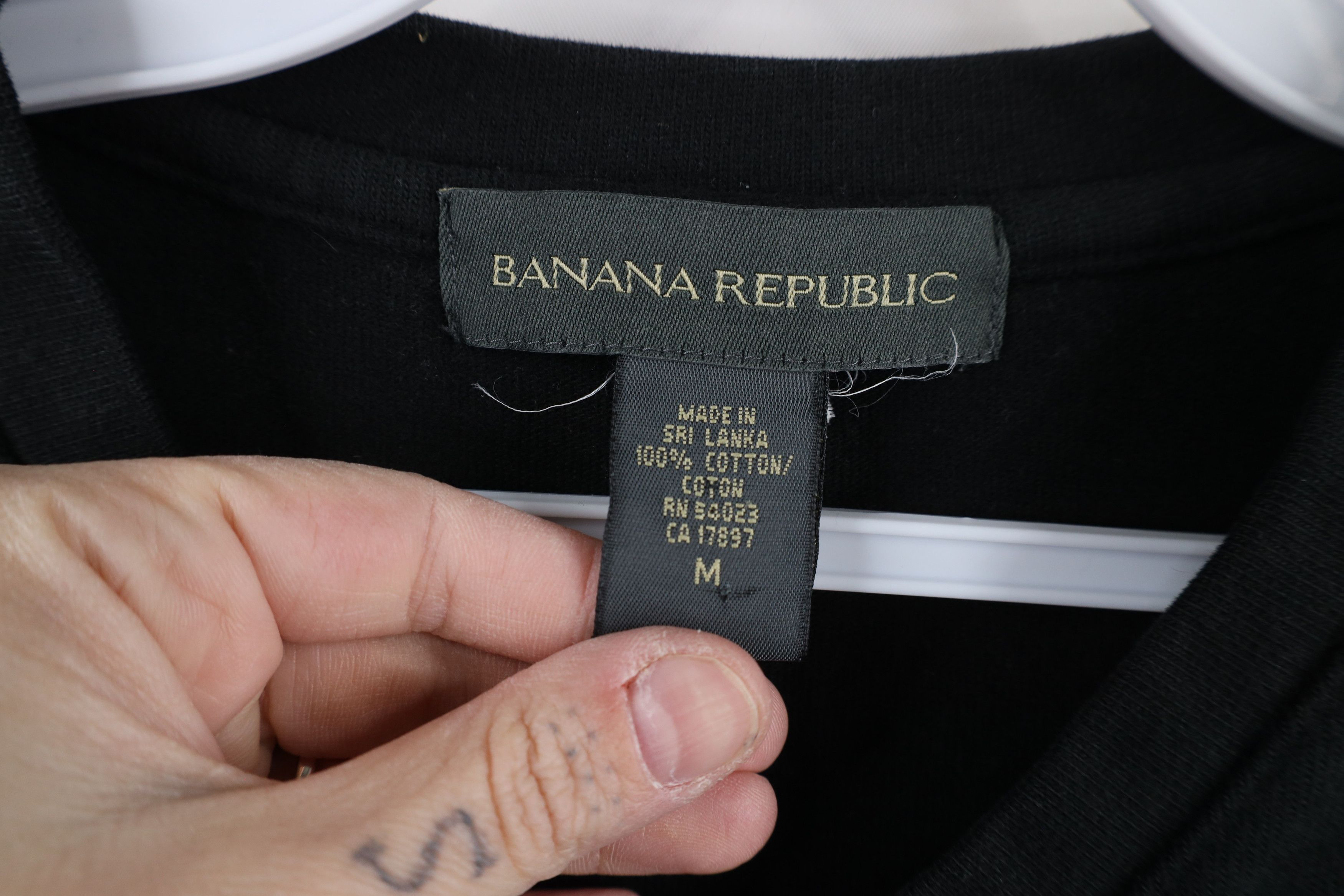 Banana Republic × Vintage Vintage 90s Banana Republic Heavy Ribbed Knit T-Shirt Black Size US M / EU 48-50 / 2 - 6 Thumbnail