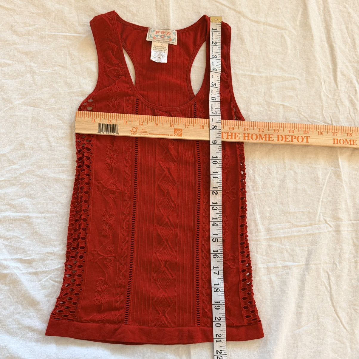 Other F&F Red Jacquard Ribbed Bodycon Tank Cutout Sides One Size Size ONE SIZE - 7 Thumbnail
