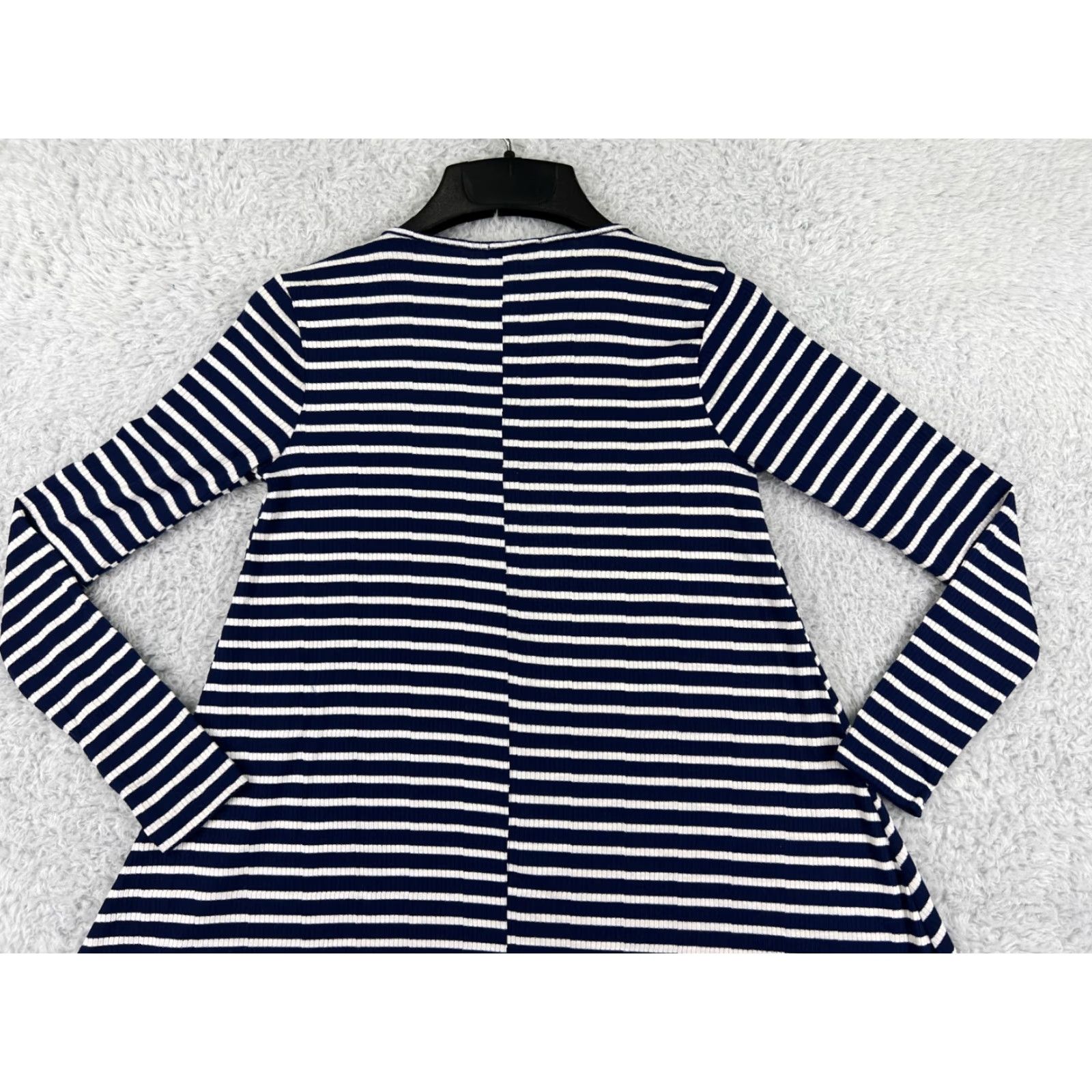 Vintage La Made Dress Womens XS Blue White Mini Long Sleeve Striped Rayon Blend Dress Size XS / US 0-2 / IT 36-38 - 6 Thumbnail