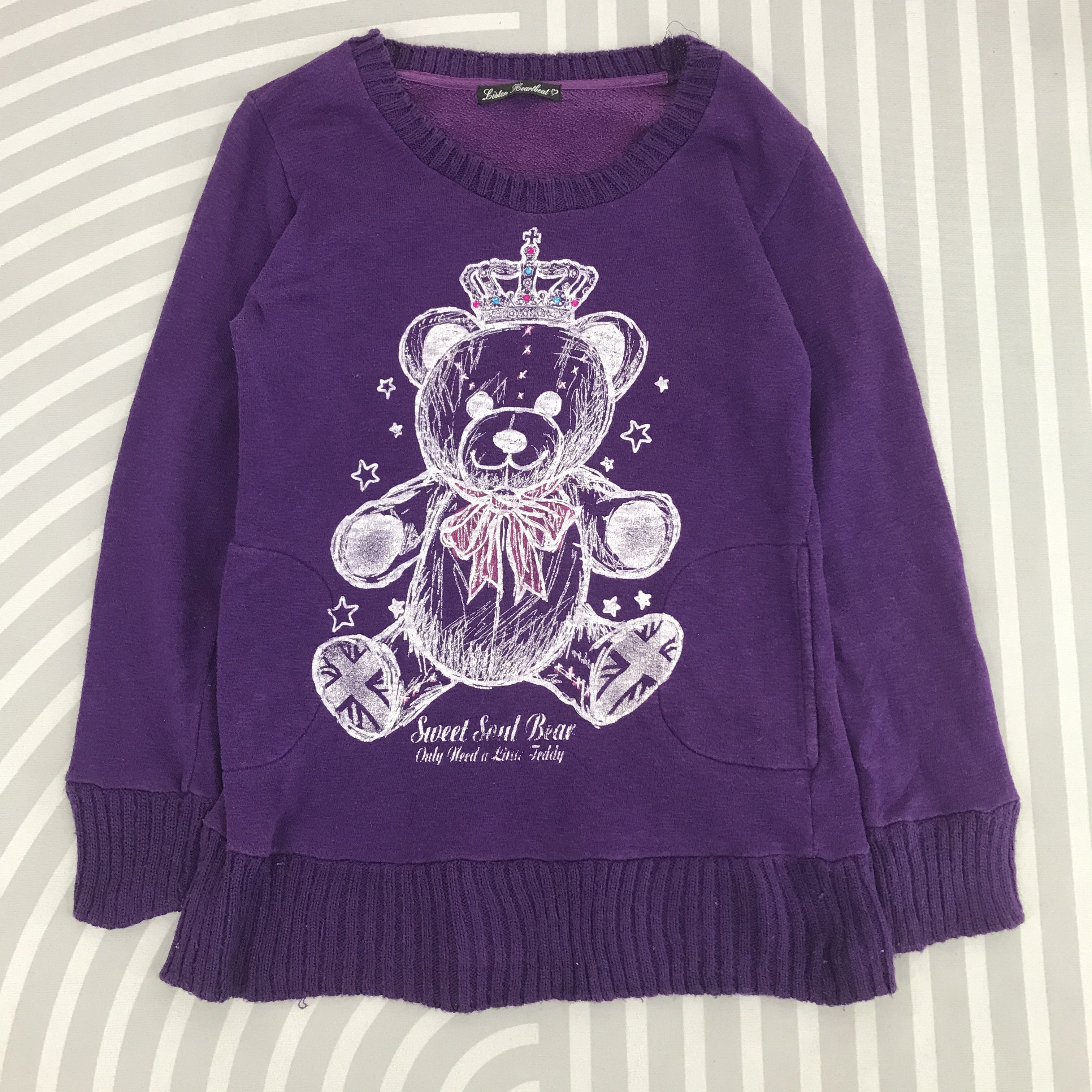 Japanese Brand × Vintage Rare Sweet Soul Bear punk style Sweatshirt Size XS / US 0-2 / IT 36-38 - 1 Thumbnail