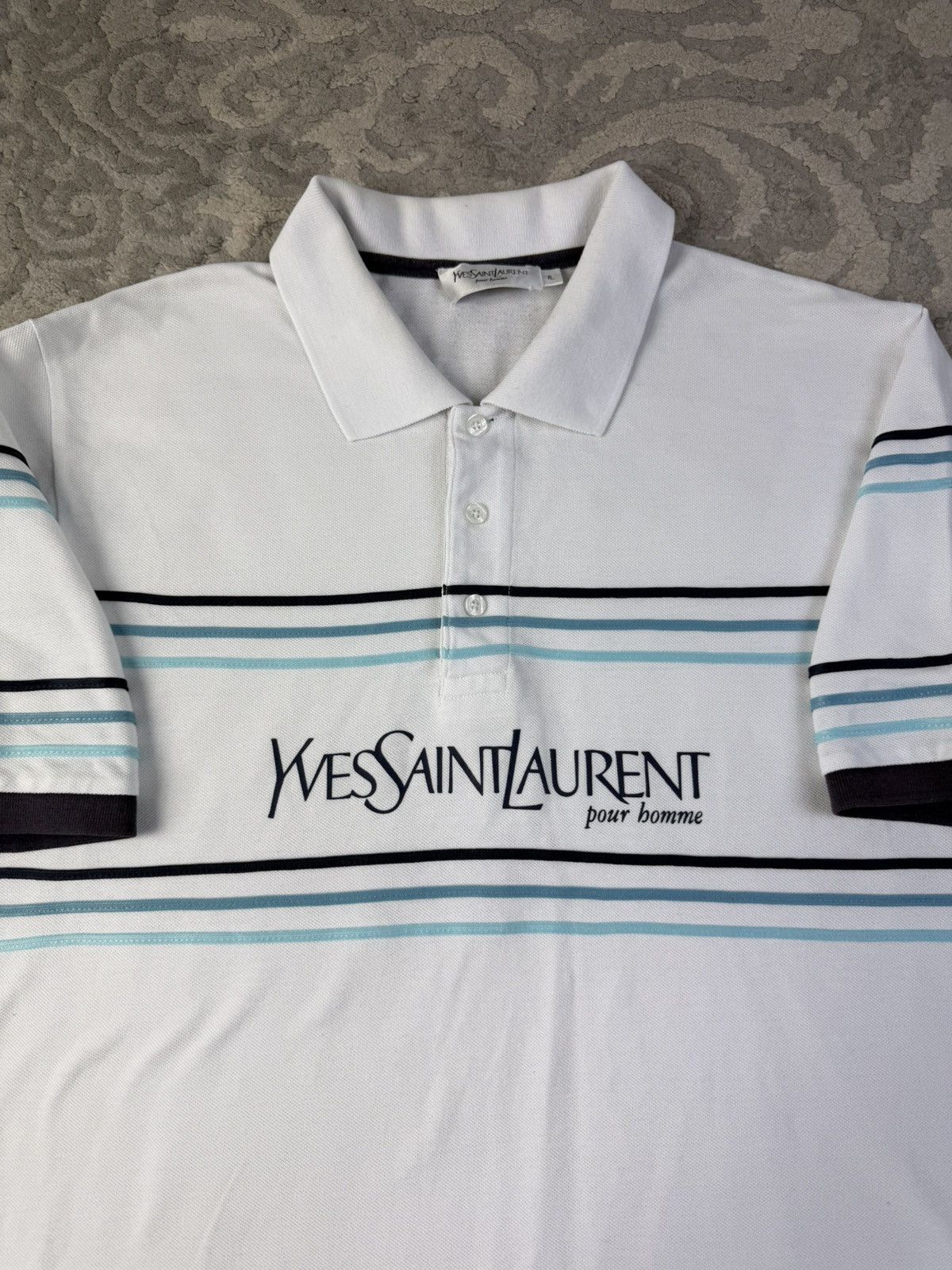 Yves Saint Laurent Yves Saint Laurent Big Log White Polo Shirt Size US XL / EU 56 / 4 - 8 Thumbnail