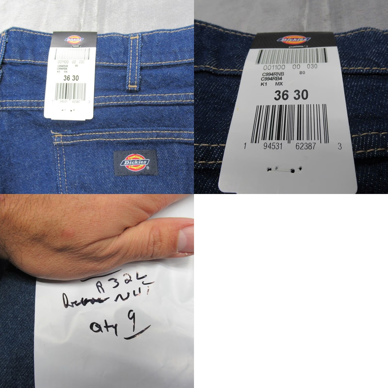 Dickies Dickies Jeans Mens 36x30 Carpenter Dark Wash Straight Relaxed NEW Wide-Leg Jeans Mens 36 Dark Wash 5-Pocket Denim Cotton Button Rise Mid None Mens Size US 36 / EU 52 - 8 Thumbnail