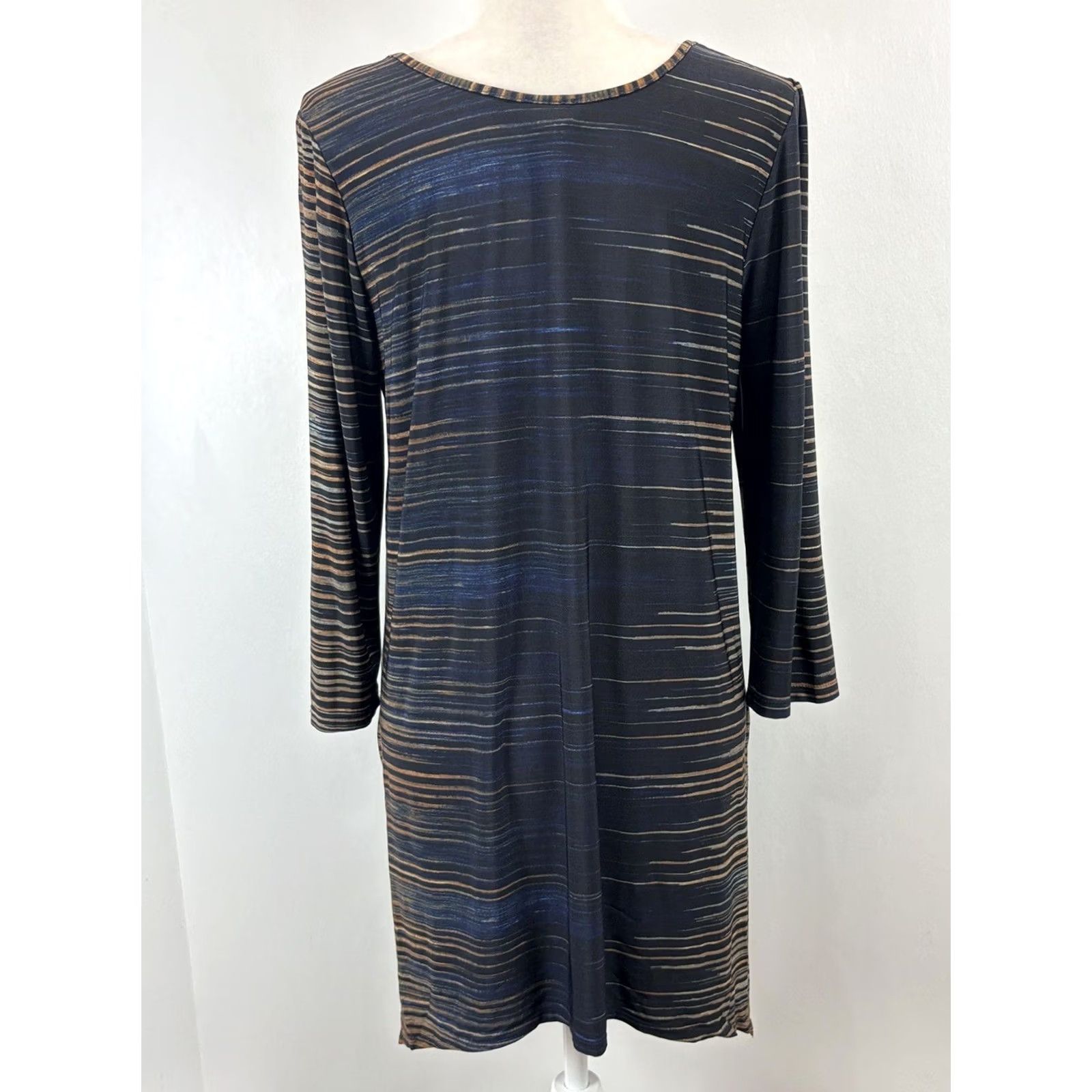 Vintage Clara Sun Woo Tunic Top Womens M Black Brown Gray Stretchy Asymmetrical USA Made Size M / US 6-8 / IT 42-44 - 3 Thumbnail