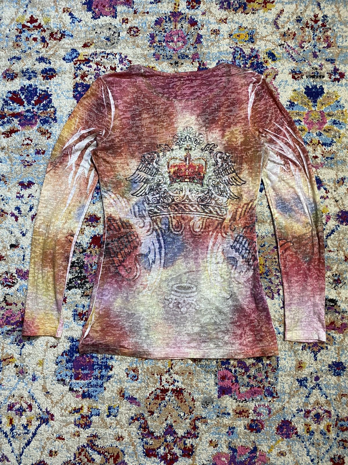 I.N.C × POST ARCHIVE FACTION (PAF) INC International Concept Body Suit Mesh Top Wings & Crown Size S / US 4 / IT 40 - 2 Thumbnail