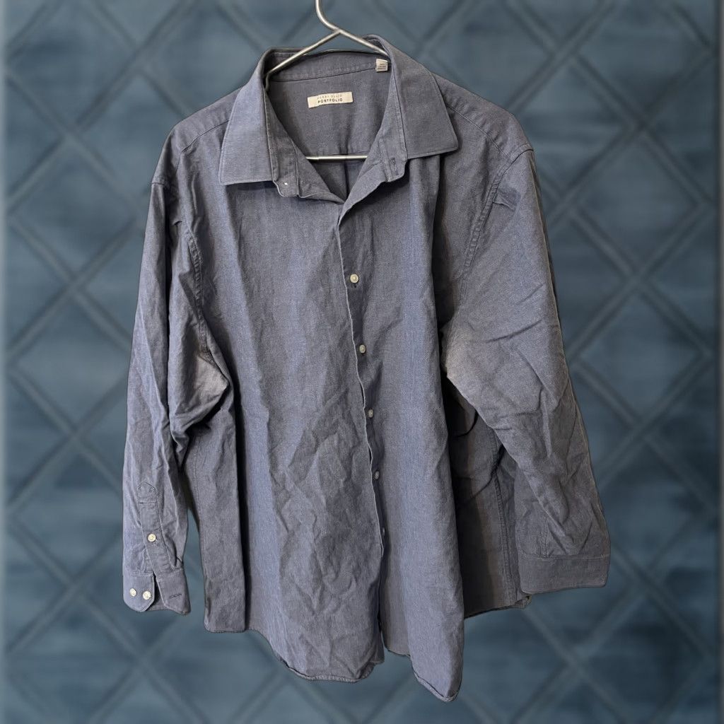 Perry Ellis Perry Ellis Portfolio Men’s Slim Fit Shirt Button-Down Blue Long Sleeve 19 Shirt Men Blue Slim Button-Up 19 Size US XXL / EU 58 / 5 - 1 Thumbnail
