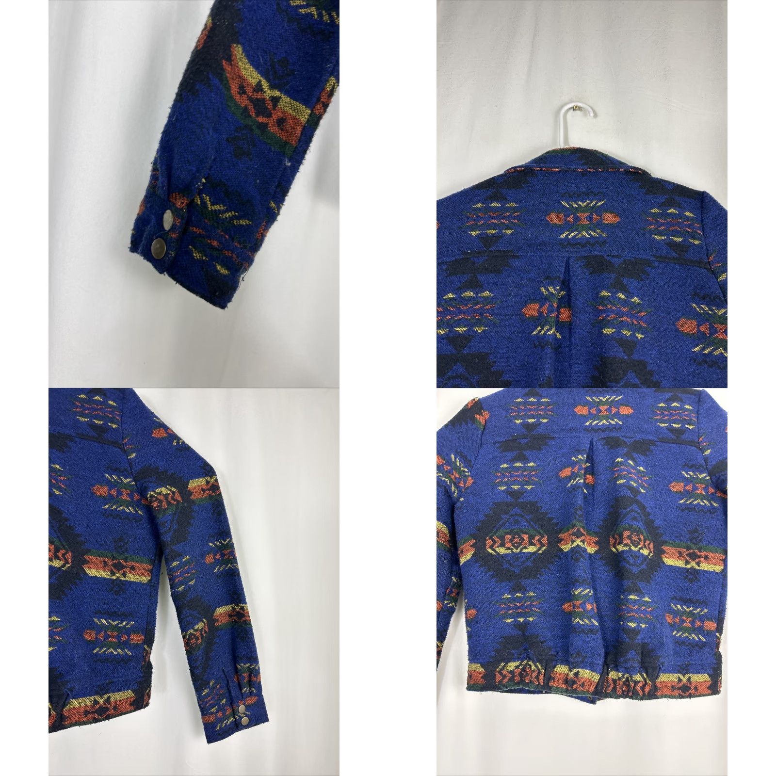 Vintage Blu Pepper Jacket Womens M Blue Zip Up Moto Style Southwest Aztec Cropped Size M / US 6-8 / IT 42-44 - 9 Thumbnail