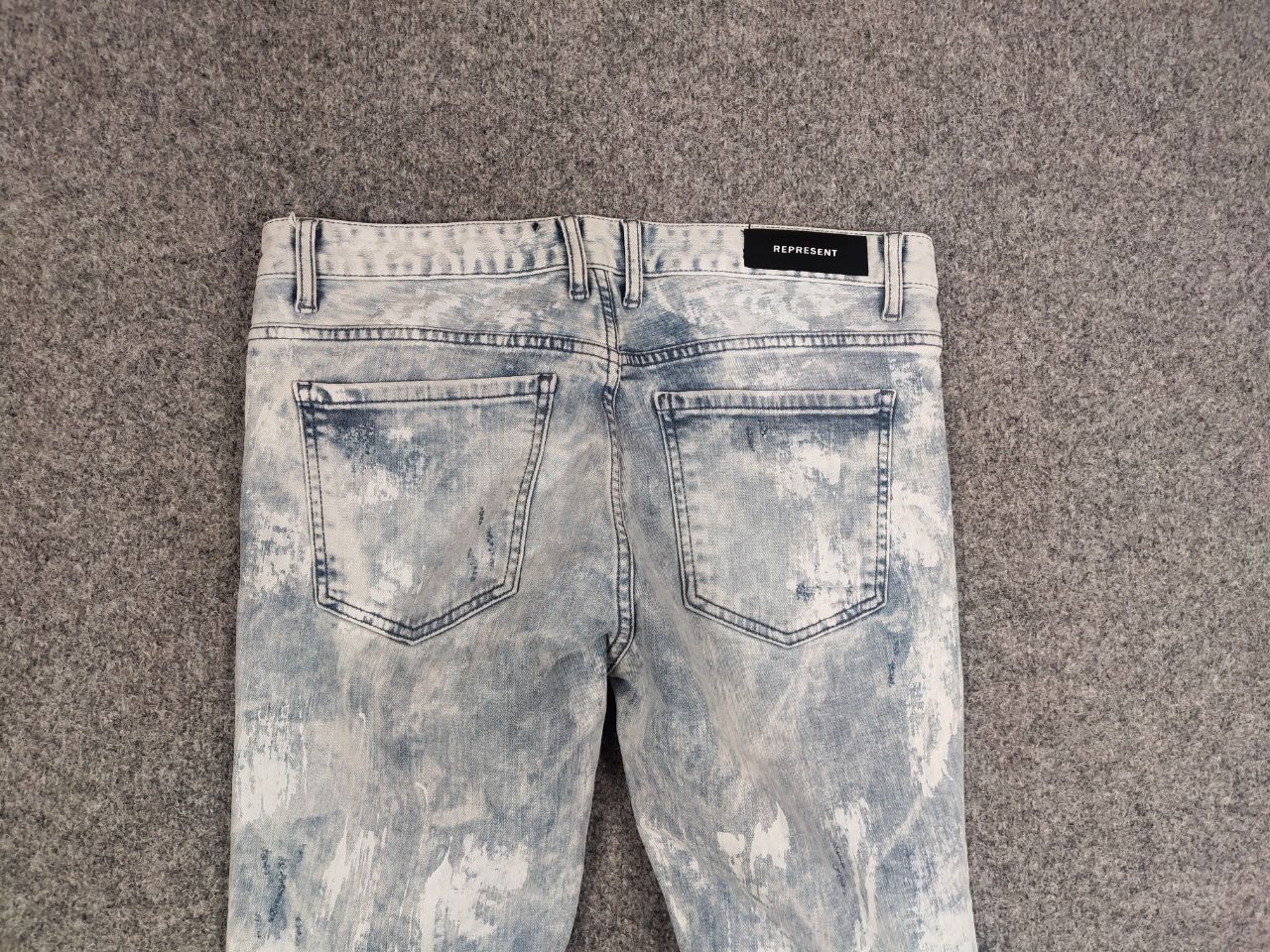 Represent Clo. Represent Design Blue Distressed Painted Denim Slim Jeans Size US 34 / EU 50 - 11 Thumbnail