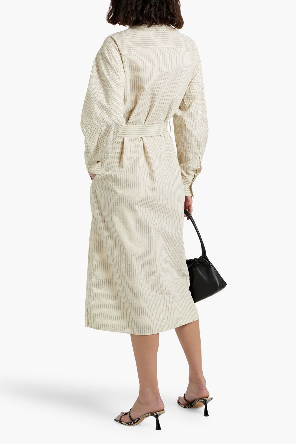 Brunello Cucinelli o1y0725 Midi Dress in Off-White/Black Size S / US 4 / IT 40 - 3 Thumbnail