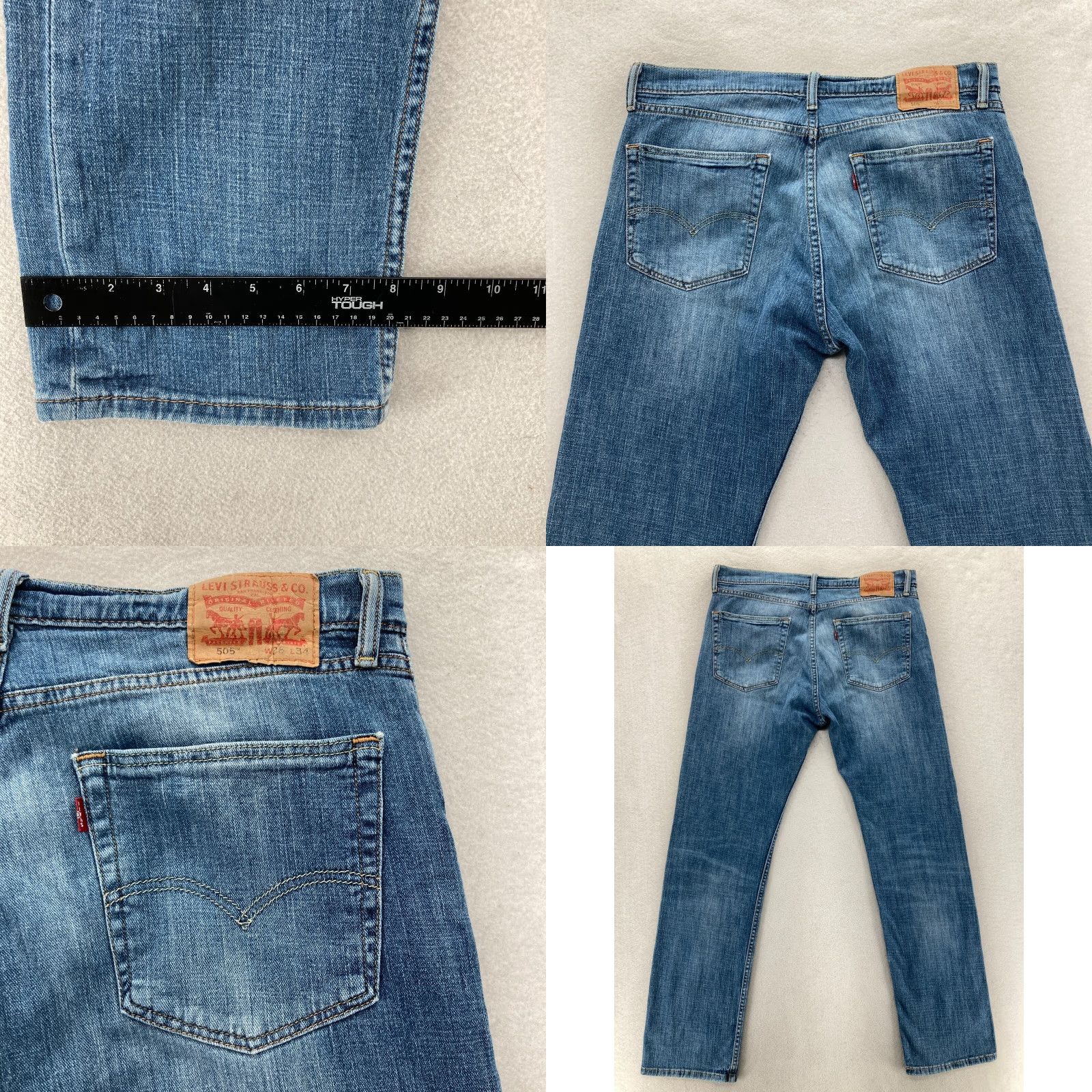 Levi's Levi's 505 Jeans Mens 36x34 Regular Straight Blue Stretch Denim Mid Rise Western Jeans Size US 36 / EU 52 - 8 Thumbnail