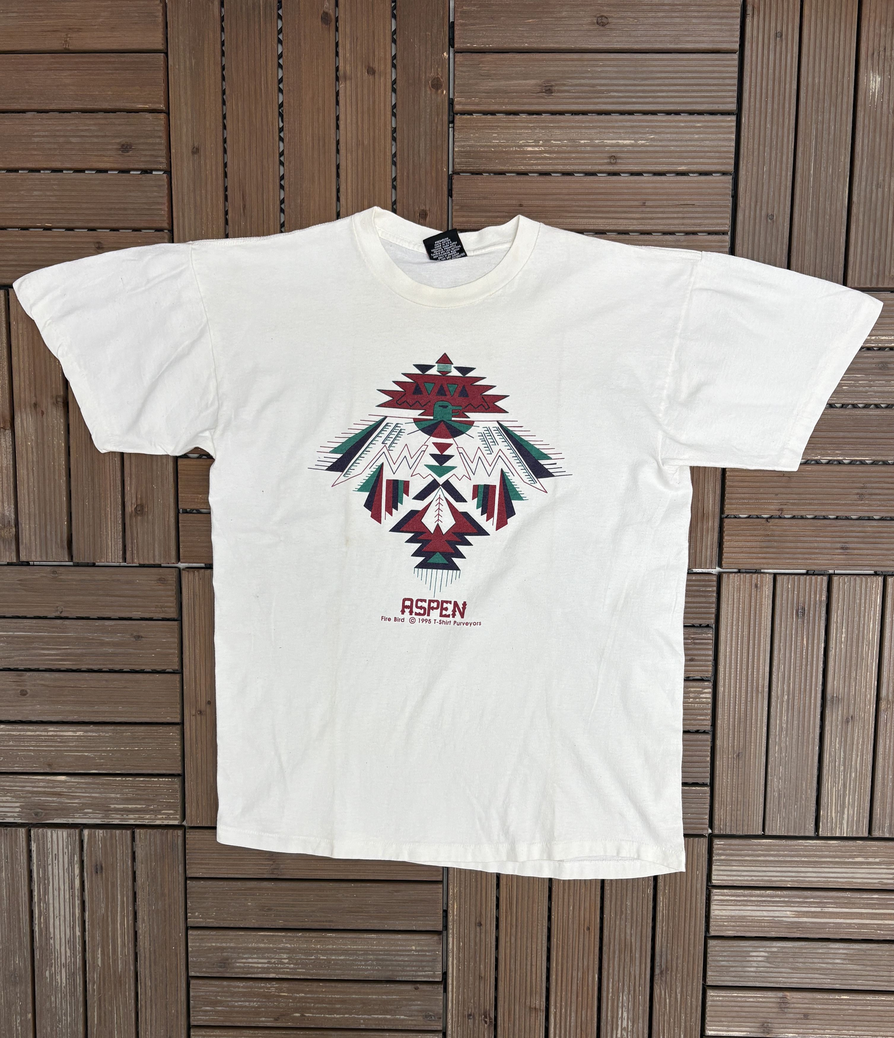 Vintage Aspen Fire Bird Vintage White Tourist T-Shirt Tee Size US L / EU 52-54 / 3 - 1 Thumbnail