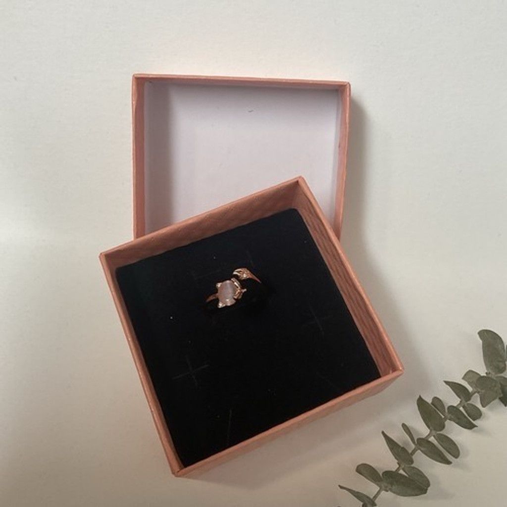 The Unbranded Brand NWOB Open Ring Pink Opal Simulated Kitty Cat Adjustable Ring Size ONE SIZE - 10 Thumbnail