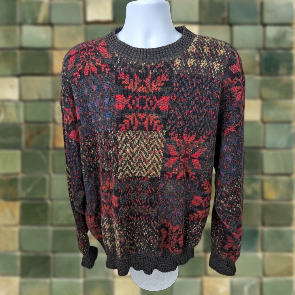 Vintage VINTAGE Patchwork Fair Isle Christmas Sweater Mens XL S12 Size US XL / EU 56 / 4 - 1 Thumbnail