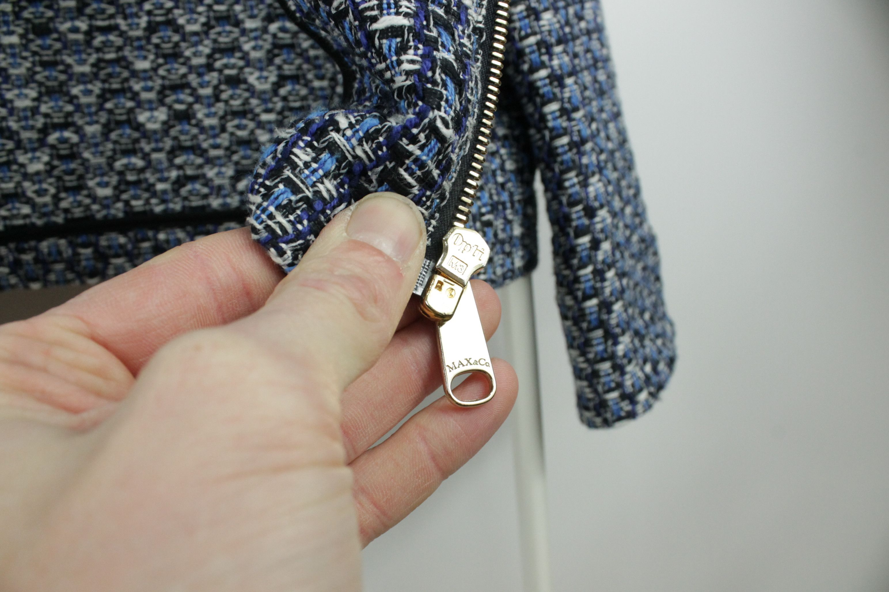 MAX&Co. × Max Mara Max & Co. By Max Mara Full Zip Blue Pattern Short Jacket Size M / US 6-8 / IT 42-44 - 11 Thumbnail