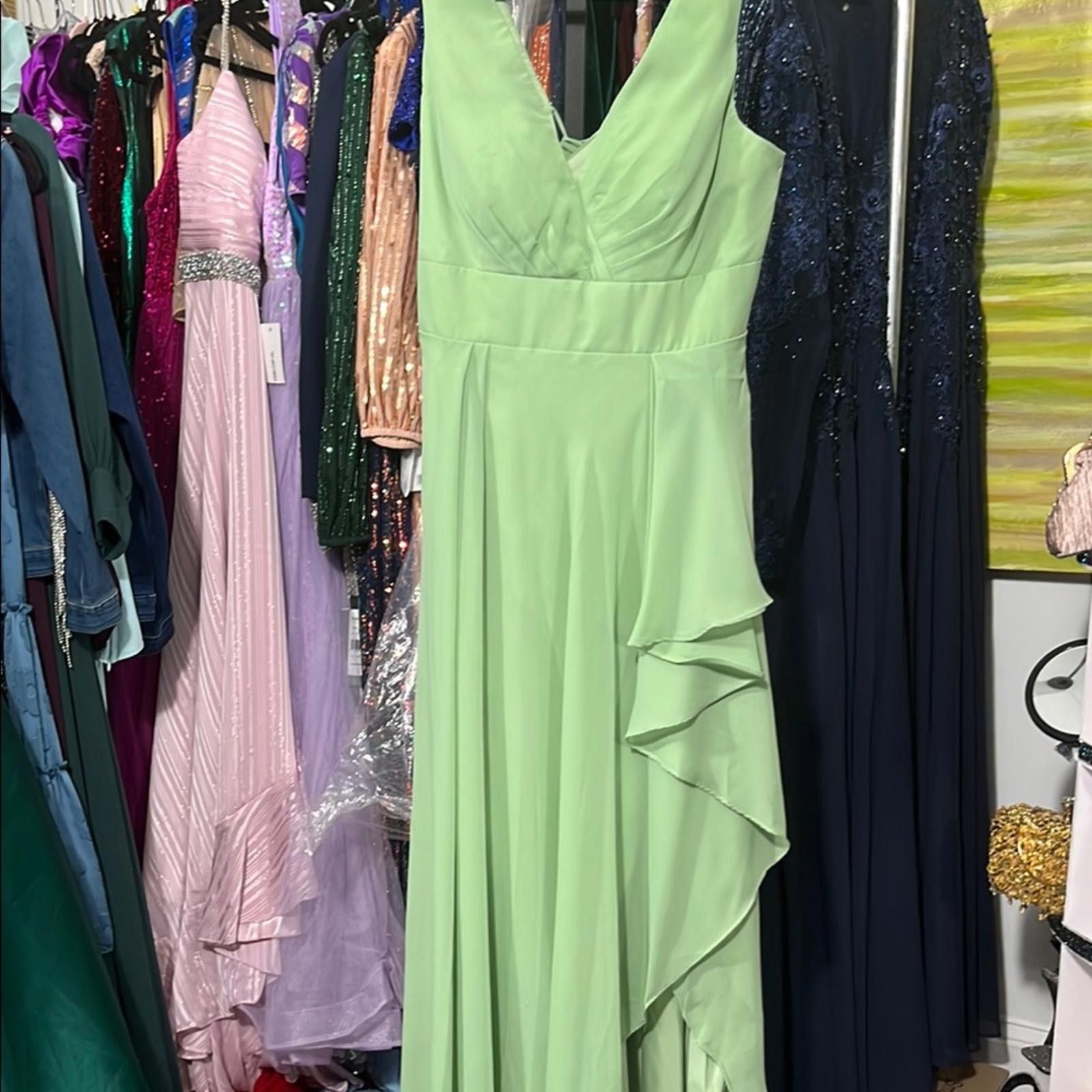 Unknown London Light Green Women's Prom Dress with Ruffle Detail Size M / US 6-8 / IT 42-44 - 6 Thumbnail