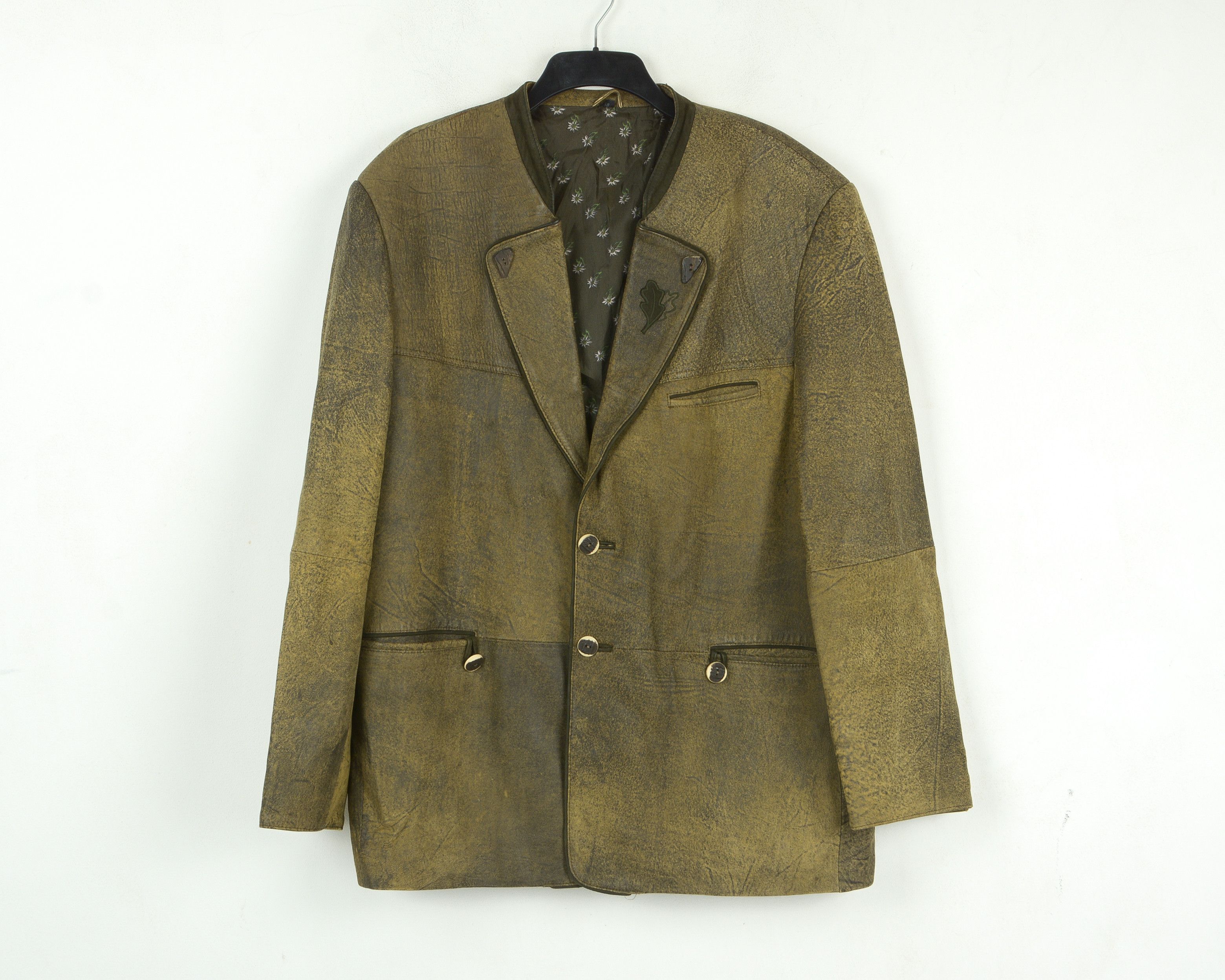 Leather Men Trachten Jacket EU 58 Suede Over Coat 3XL Blazer VTG Size 48R - 2 Thumbnail