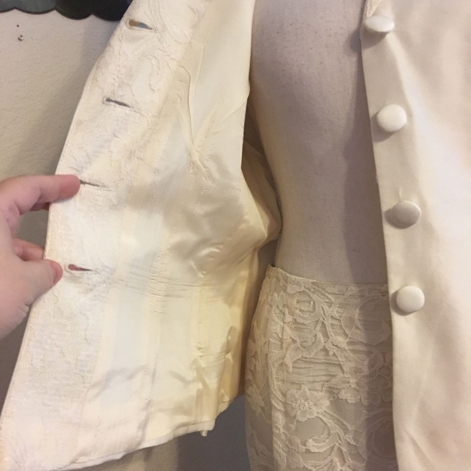 Designer KIR elegant cream lace beaded skirt suit set 6 Size M / US 6-8 / IT 42-44 - 6 Thumbnail