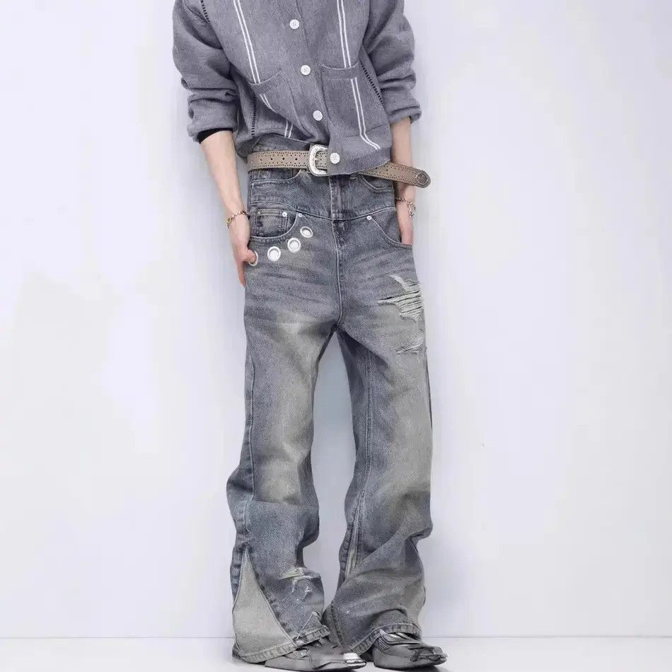 Japanese Brand Retro straight leg casual patchwork jeans Size US 32 / EU 48 - 1 Thumbnail