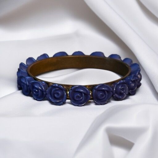 Vintage Vintage blue roses bangle bracelet Size ONE SIZE - 1 Thumbnail