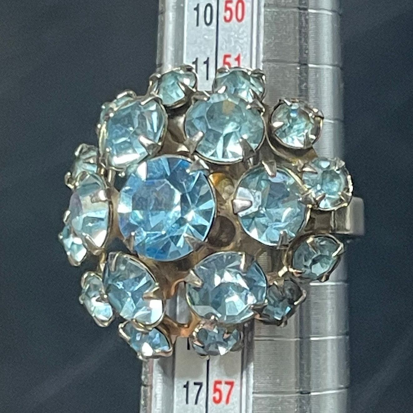 Other Vtg Blue Rhinestone Cluster Ring Sz 7 Adjustable Glows Size ONE SIZE - 6 Thumbnail