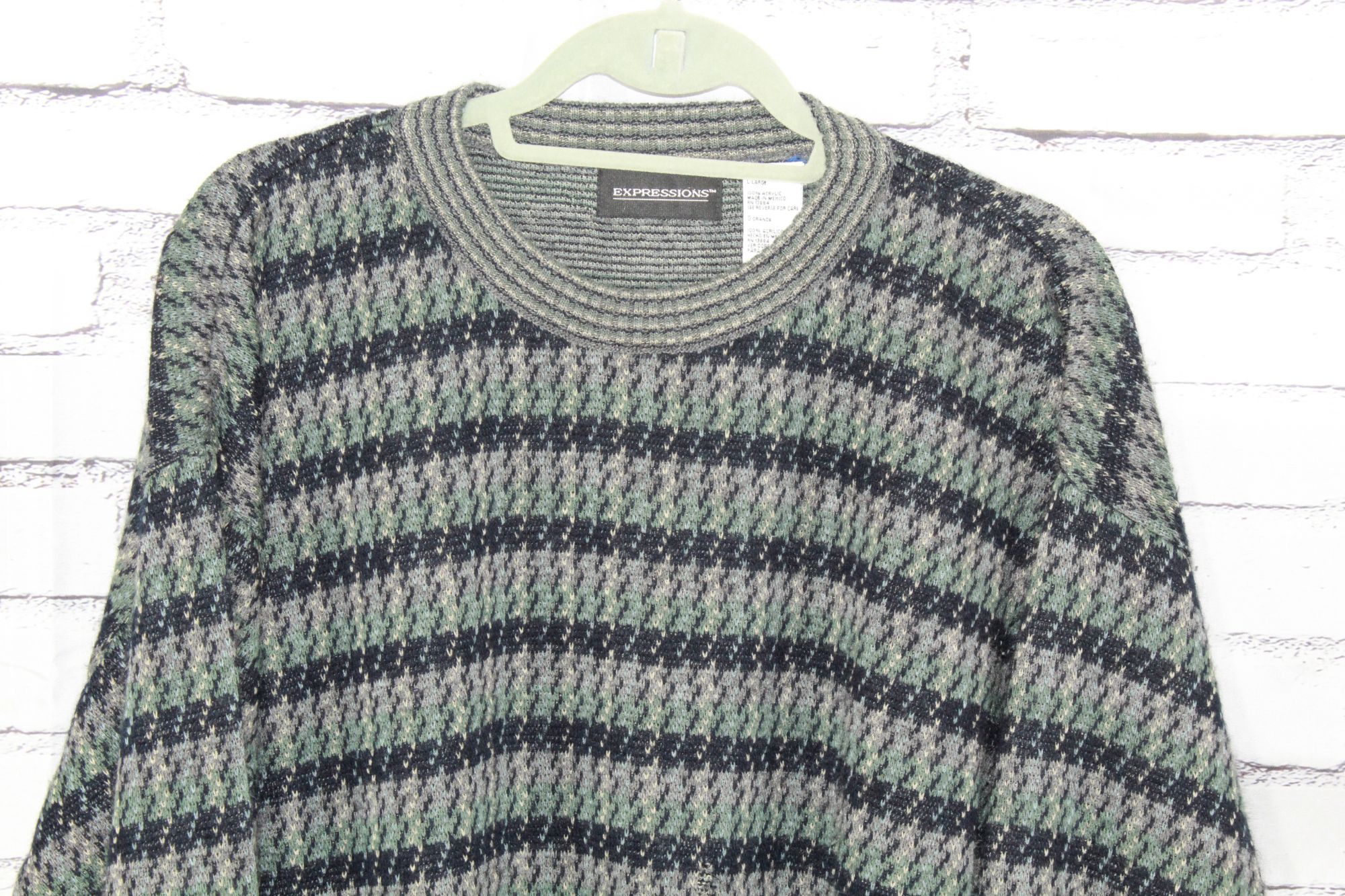 Other Vintage Expressions Striped Knit Sweater L Naturecore Size US L / EU 52-54 / 3 - 3 Thumbnail