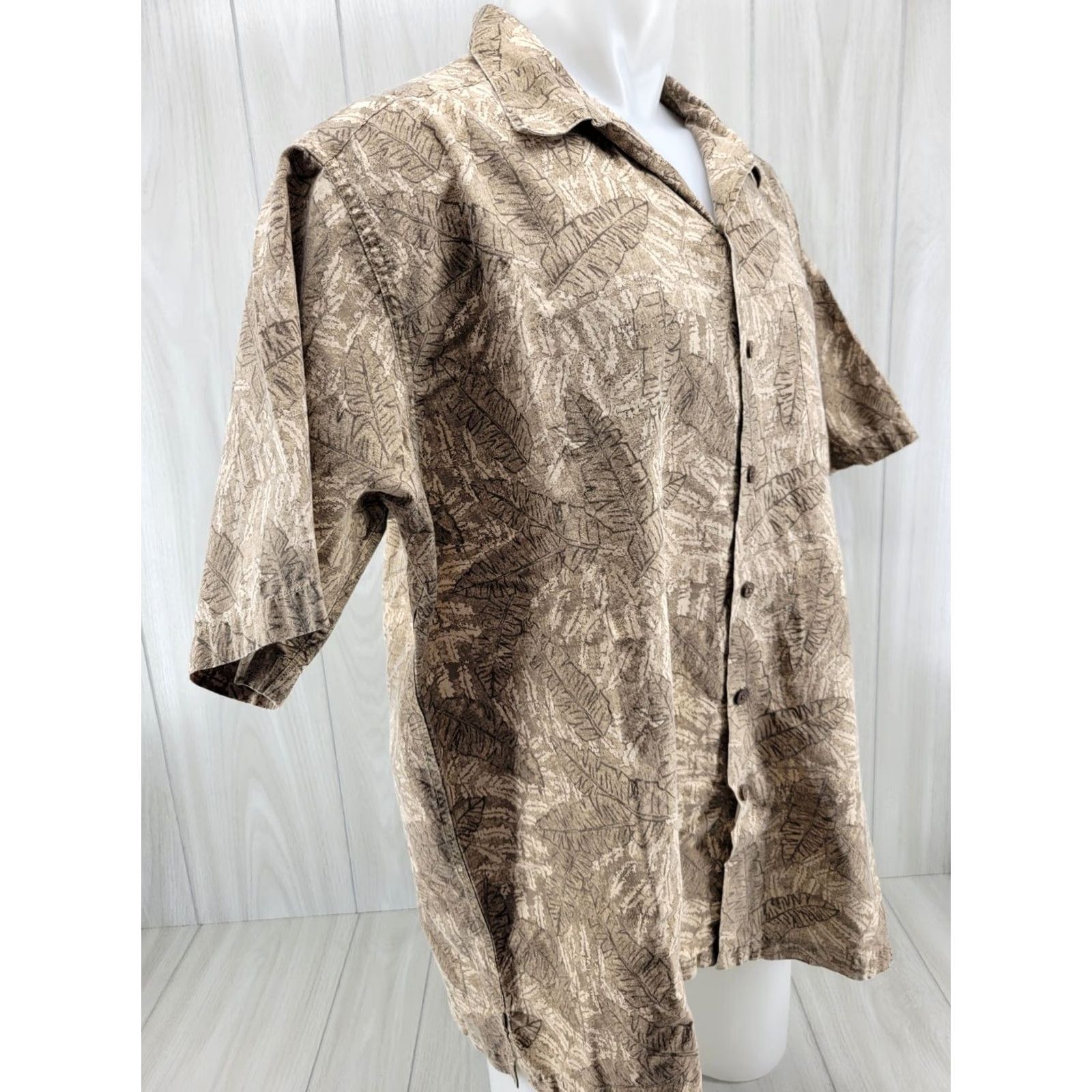 Vintage L.L. Bean Hawaiian Shirt Mens XL Reg Short Sleeve Button Up Tan Size US XL / EU 56 / 4 - 5 Thumbnail