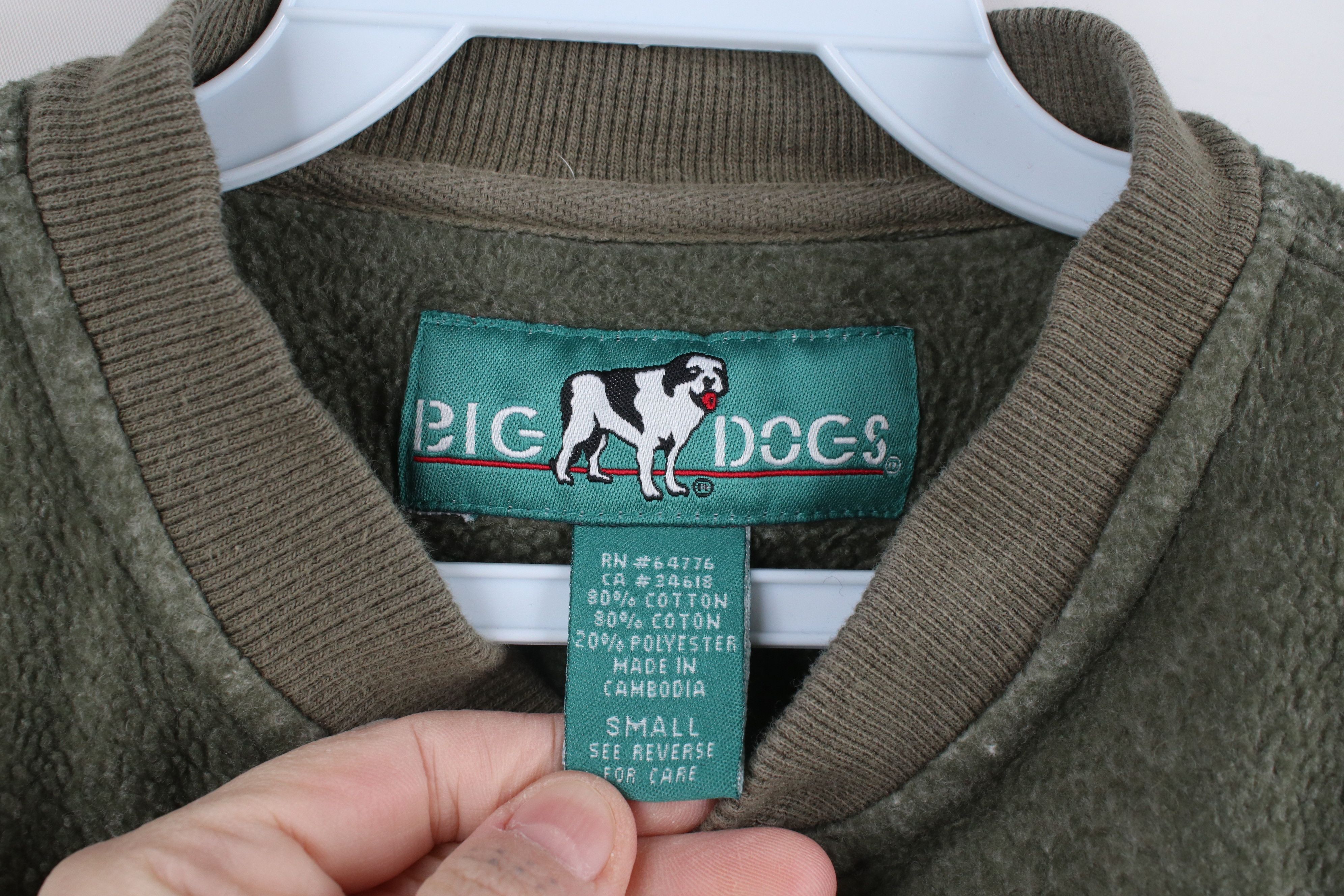Big Dogs × Vintage Vintage 90s Big Dogs Spell Fleece Henley Sweatshirt Green Size US S / EU 44-46 / 1 - 6 Thumbnail