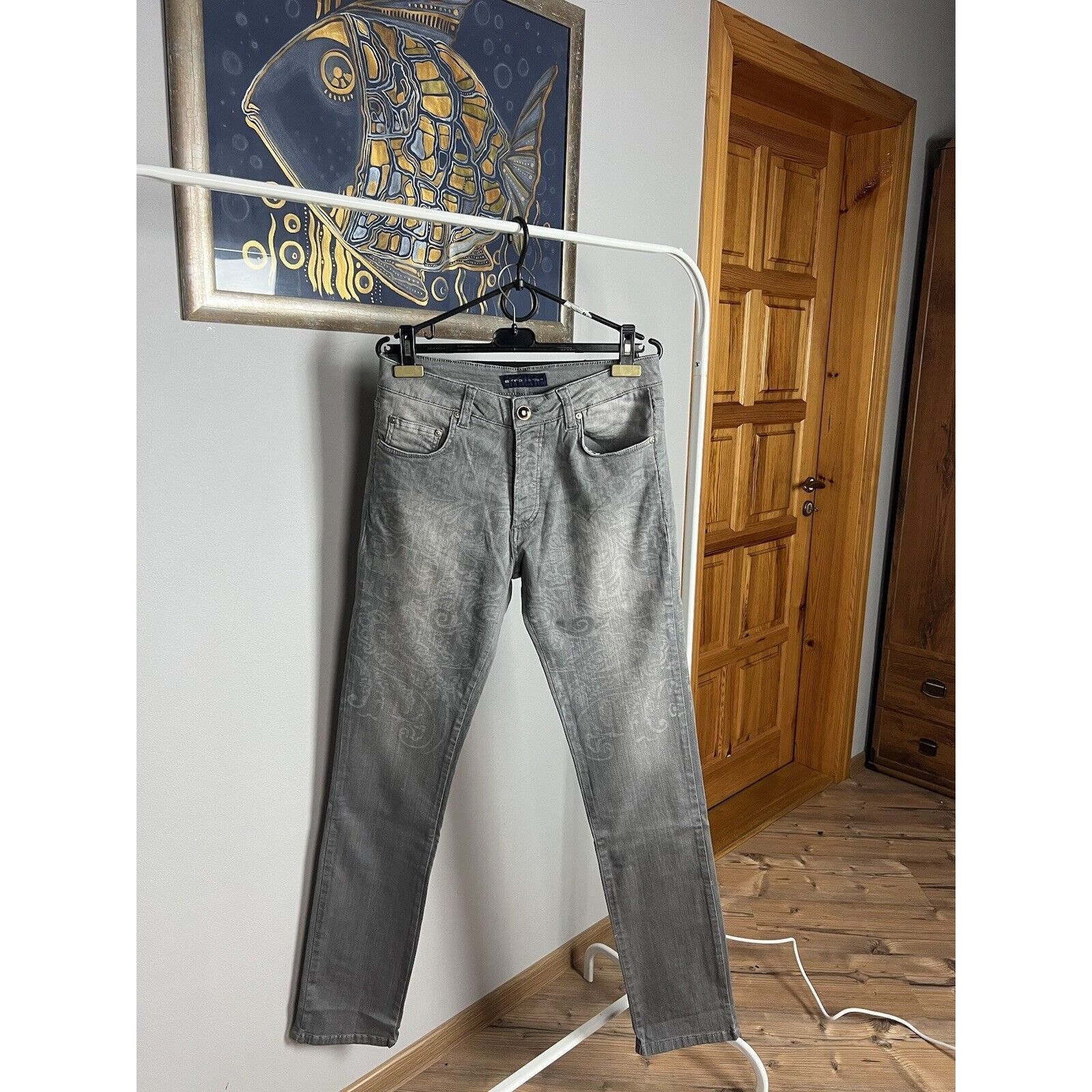 Etro NWT ETRO Paisley Men`s Gray Slim Fit Skinny Jeans Size 32 Size US 32 / EU 48 - 3 Thumbnail