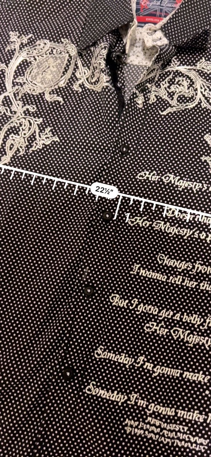 Affliction × English Laundry × Marc Ecko Englished laundry poem embroidered black white dot button up Size US M / EU 48-50 / 2 - 6 Thumbnail